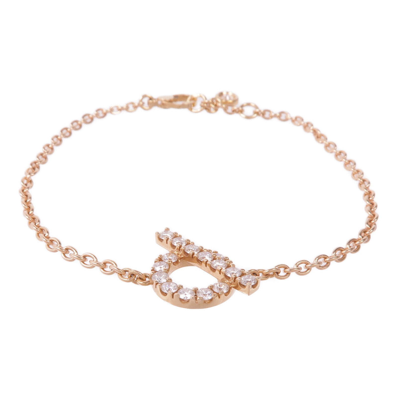 HERMES 18K玫瑰金Finesse Bracelet鑽石手鏈