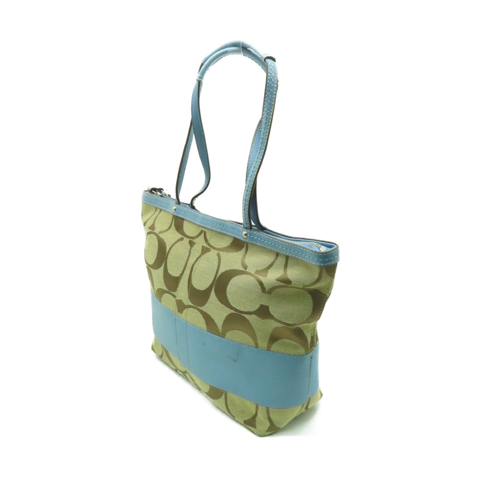 COACH 【清倉大減價】帆布Shoulder Bag金扣肩背袋米色藍色