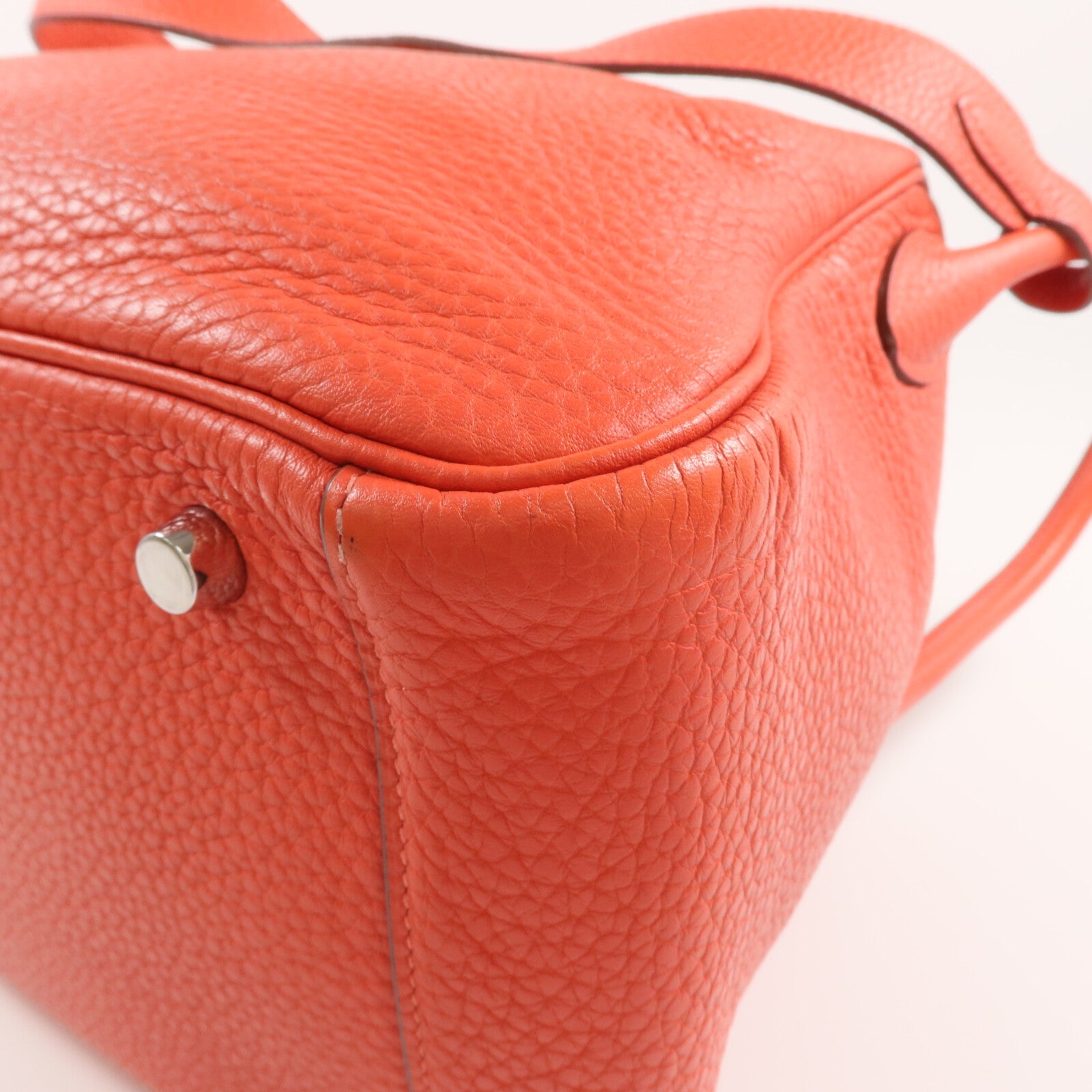 HERMES Clemence皮革Lindy 30銀扣手挽肩背兩用袋Rose Jaipur