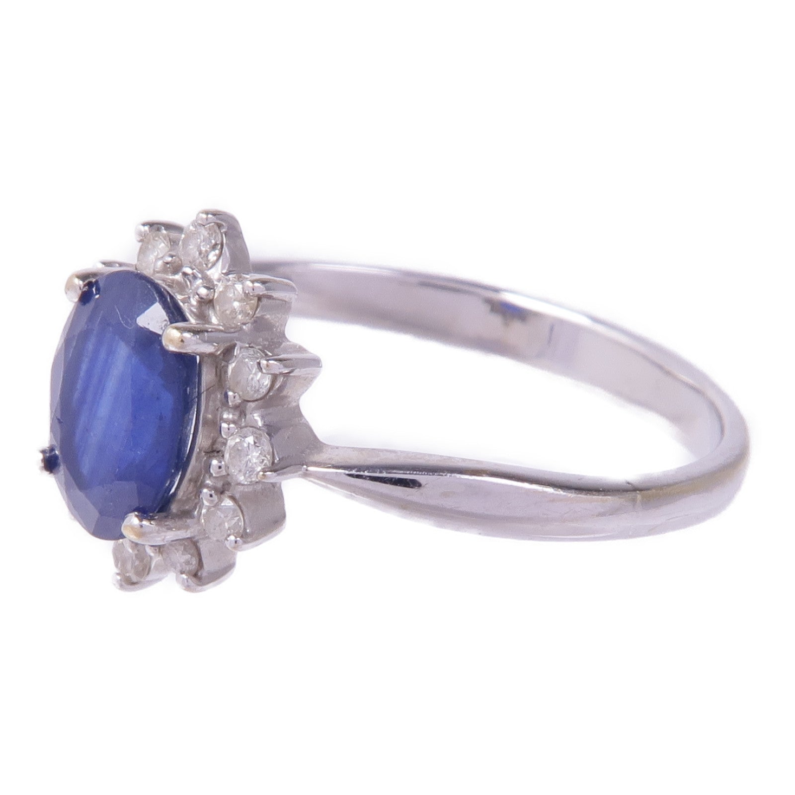 JEWELRY 18K白金Sapphire Diamond Ring藍寶石/鑽石戒指US#9.25
