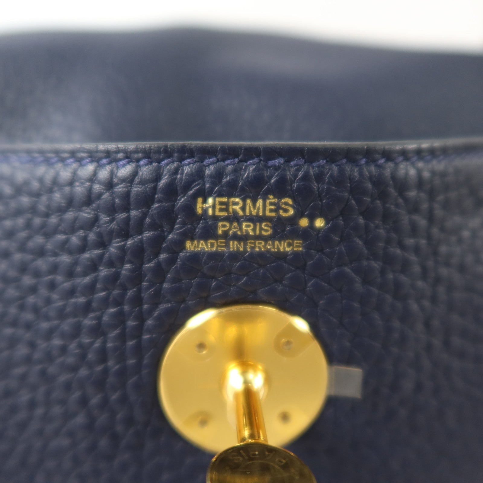 HERMES Clemence皮革/Crocodile皮革Lindy 26 Touch金扣手挽肩背兩用袋Bleu Nuit