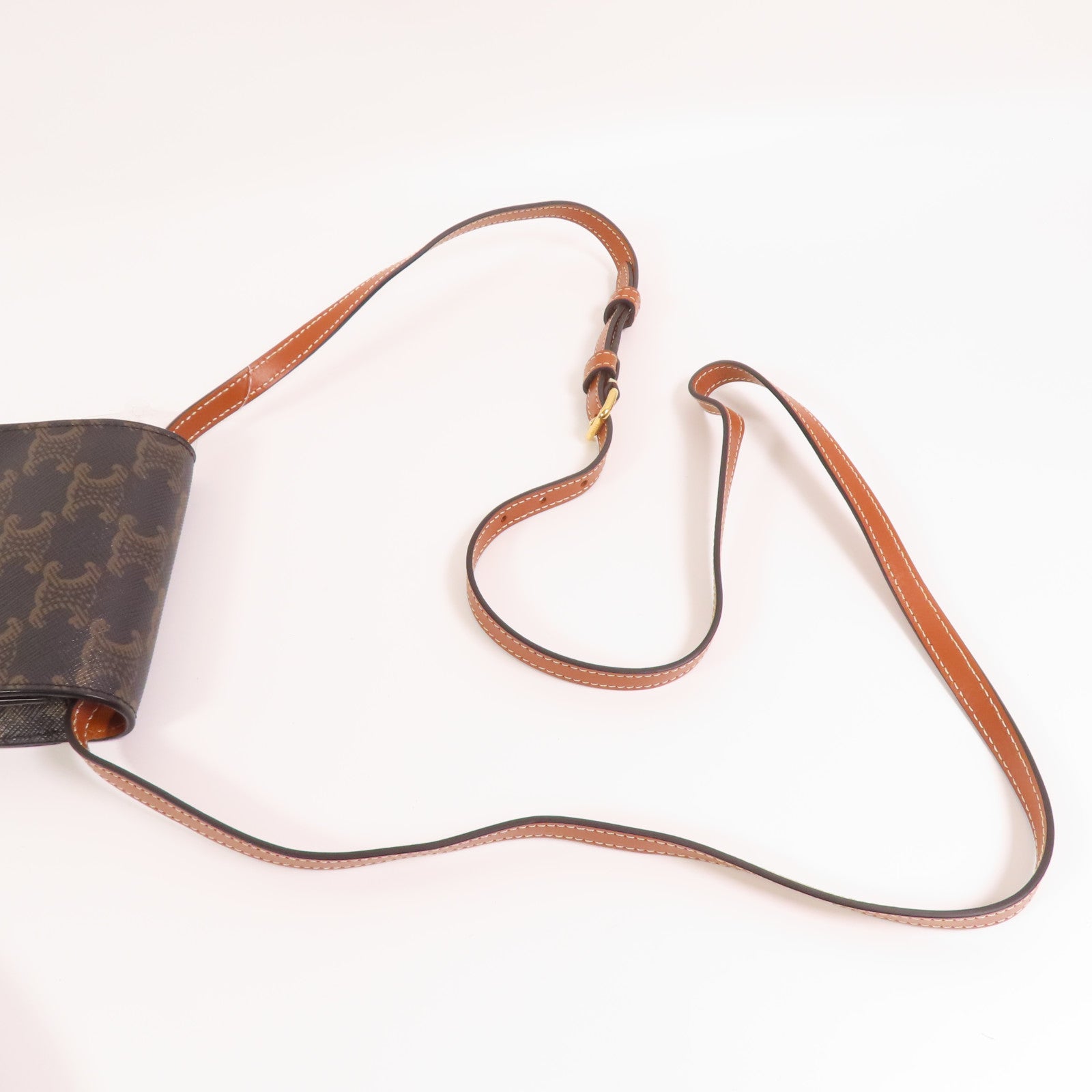 CELINE Trionphe帆布Phone Pouch金扣肩背袋