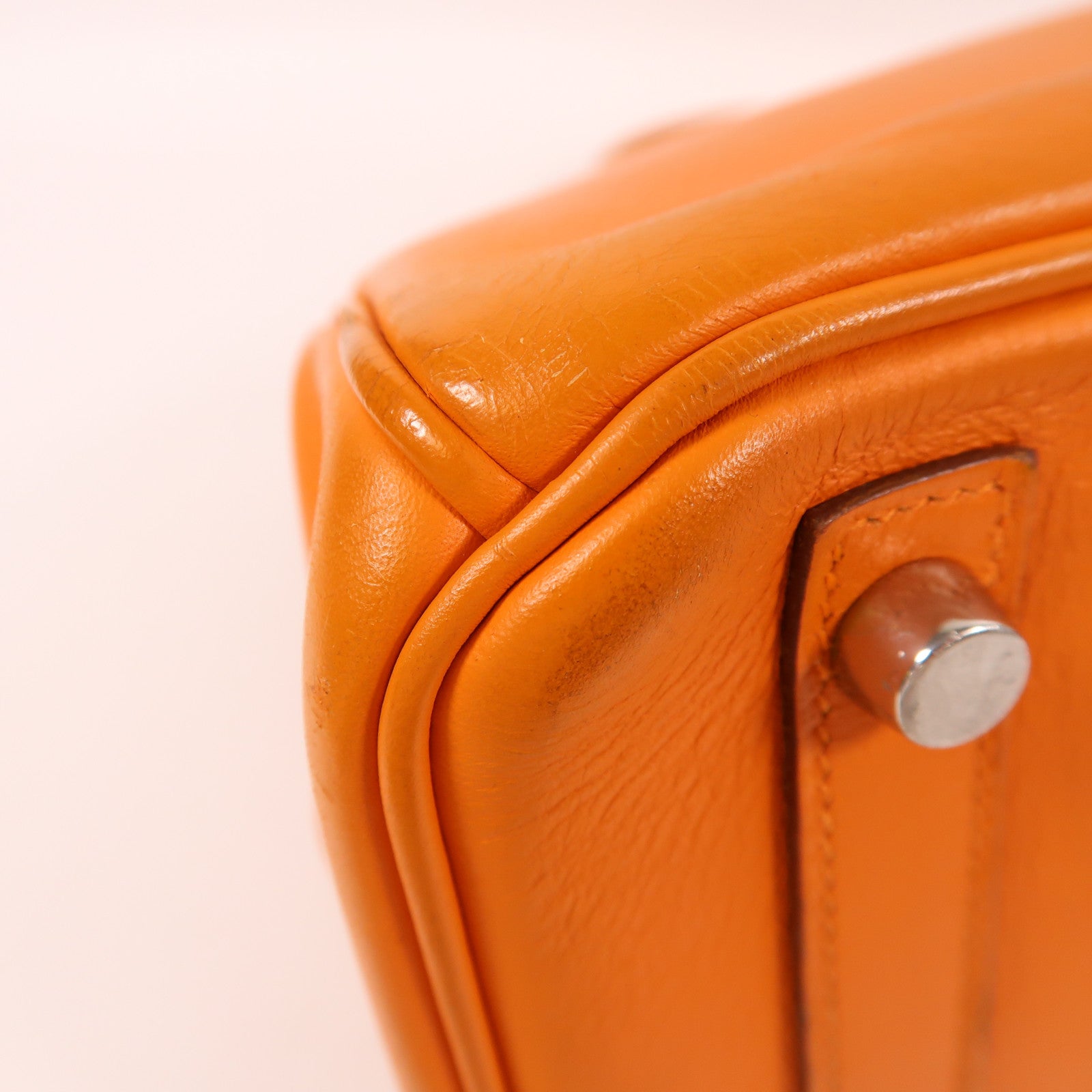 HERMES Swift皮革Birkin 30銀扣手挽袋橙色