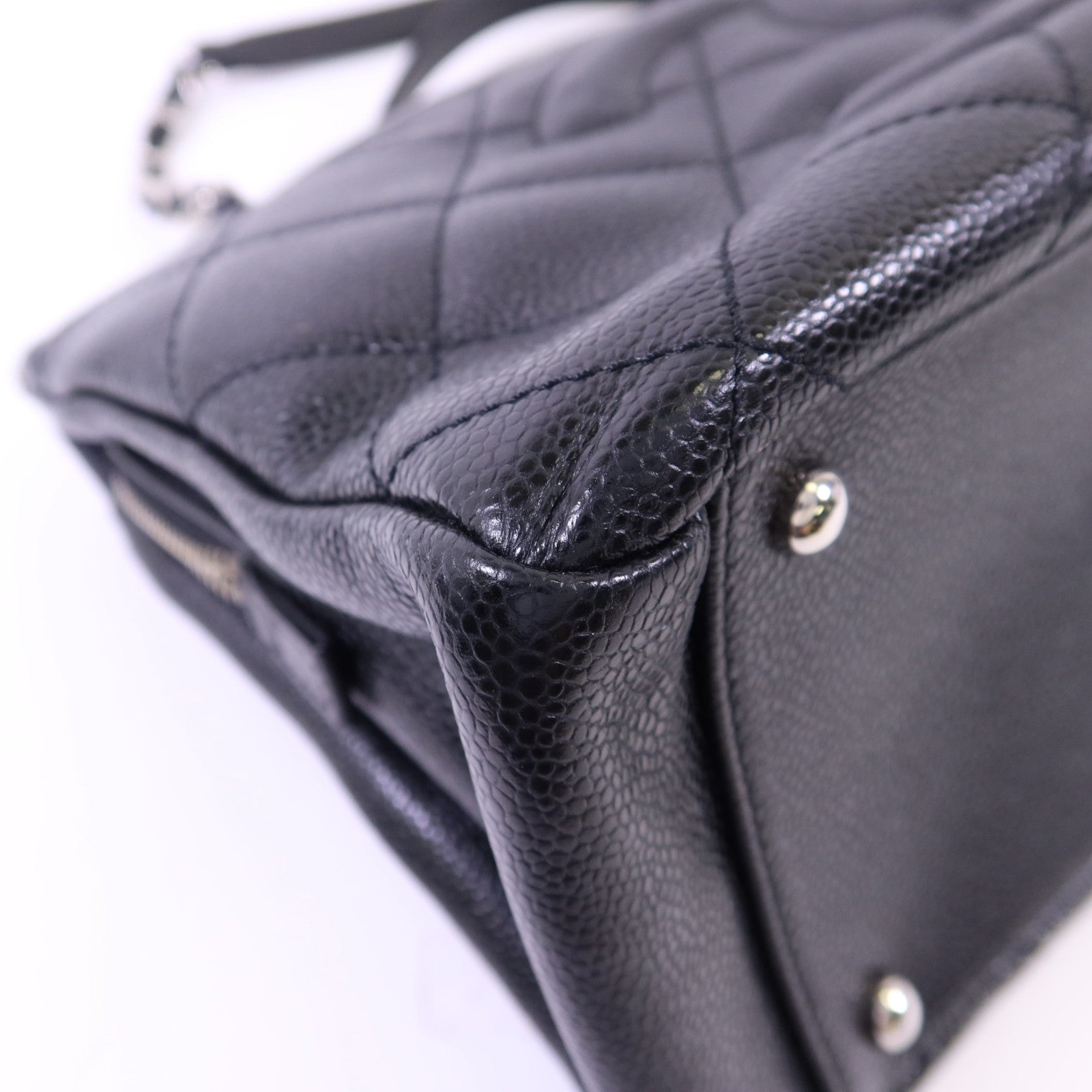 CHANEL 牛皮皮革Shoulder Bag銀扣鏈帶肩背袋