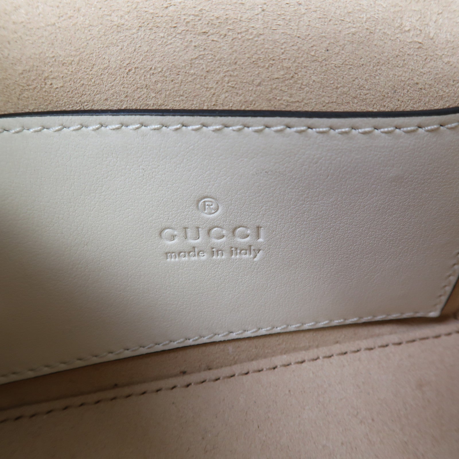 GUCCI 牛皮皮革GG Marmont Mini Top Handle Bag金扣手挽肩背兩用袋白色