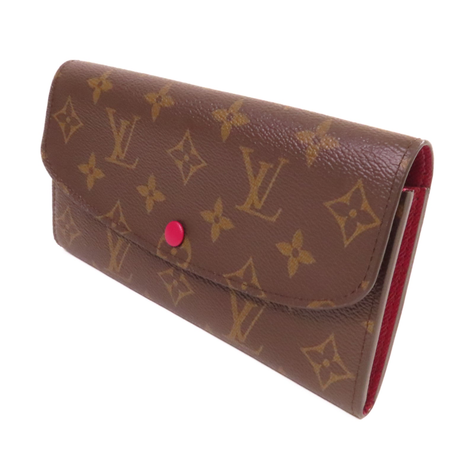 LOUIS VUITTON Monogram Emilie Long Wallet金扣長錢包啡色/紫紅色