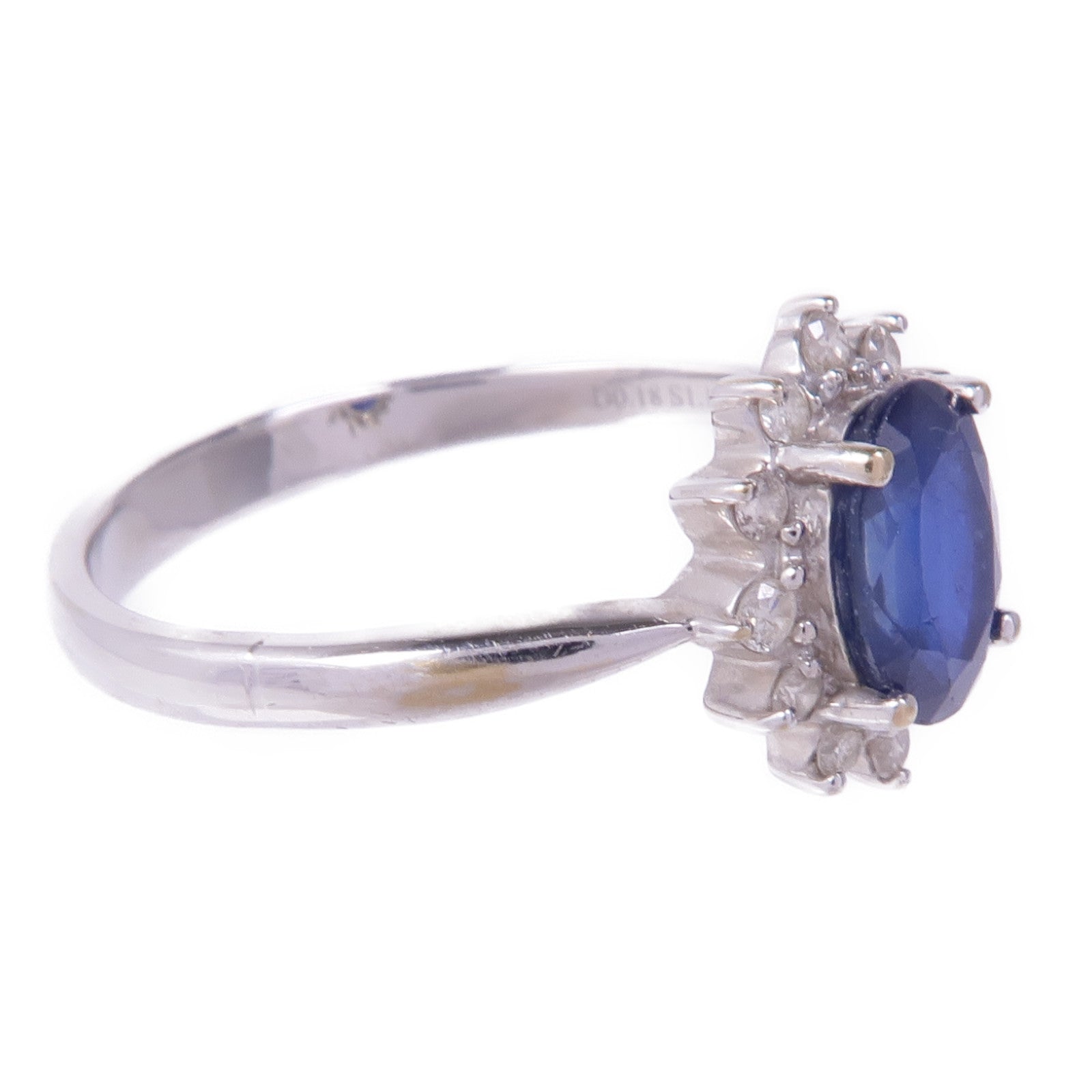 JEWELRY 18K白金Sapphire Diamond Ring藍寶石/鑽石戒指US#9.25