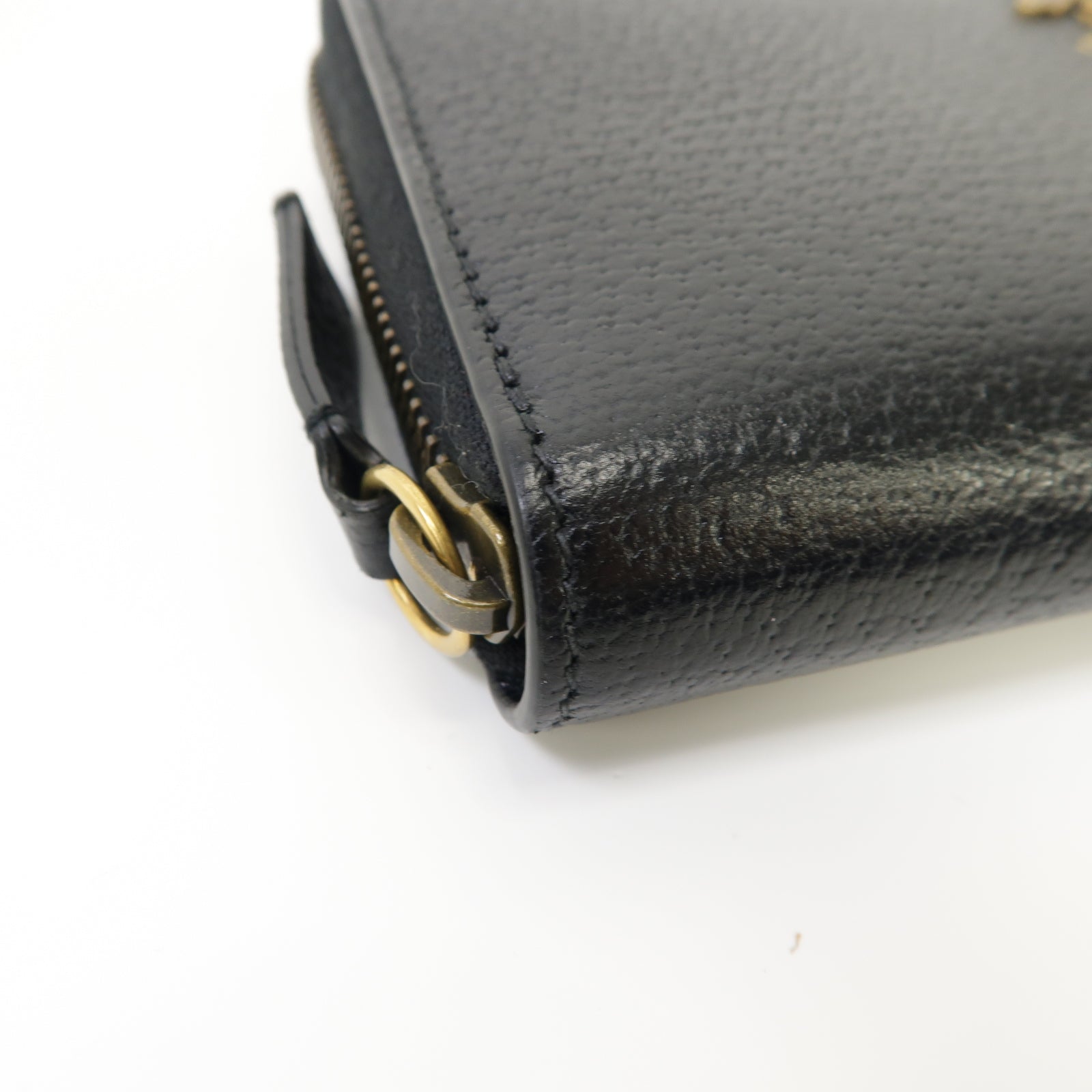 GUCCI 【激減優惠】牛皮皮革Zip Around Long Wallet金扣長錢包黑色