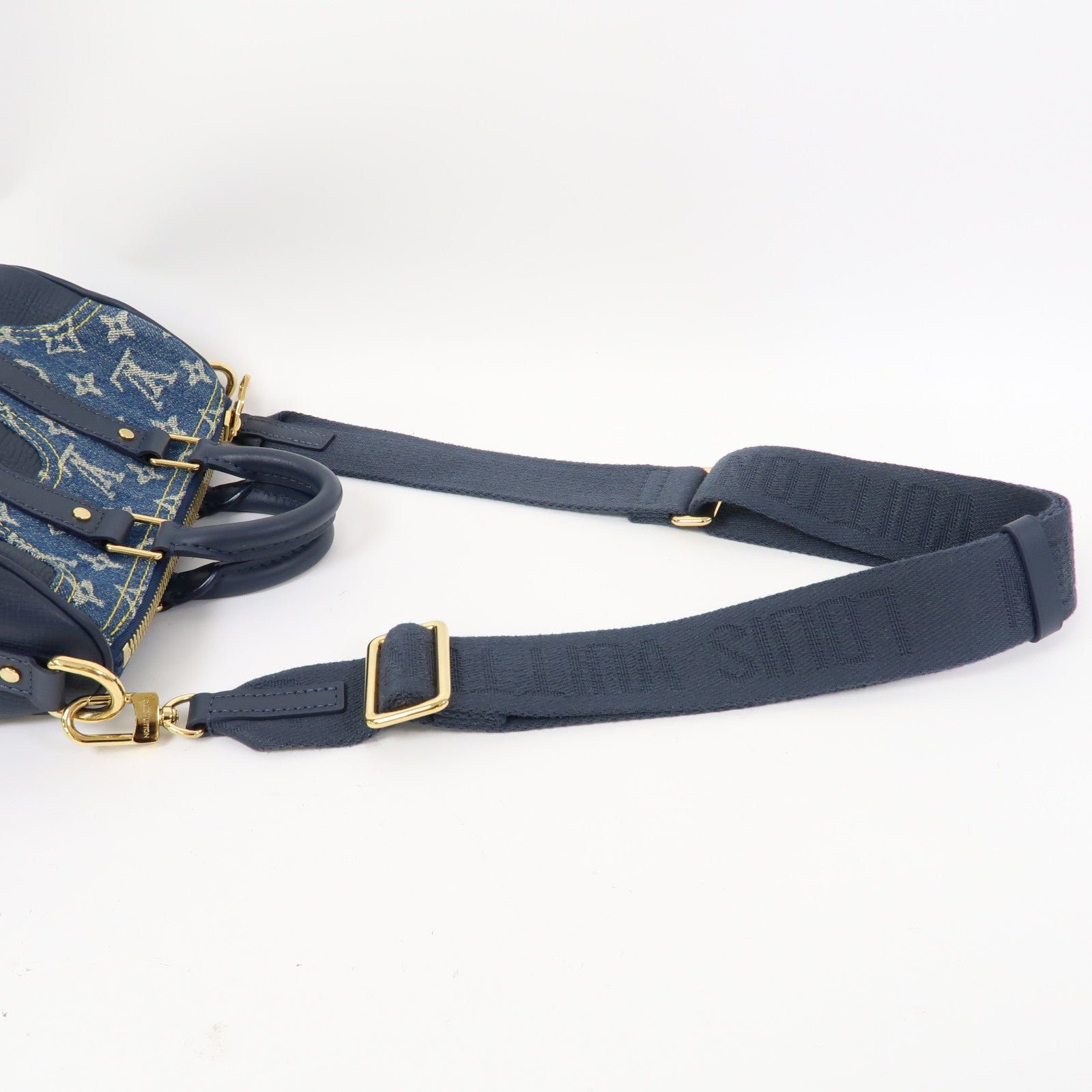 LOUIS VUITTON Monogarm Denim Nigo Keepall XS Bag金扣手挽肩背兩用袋藍色