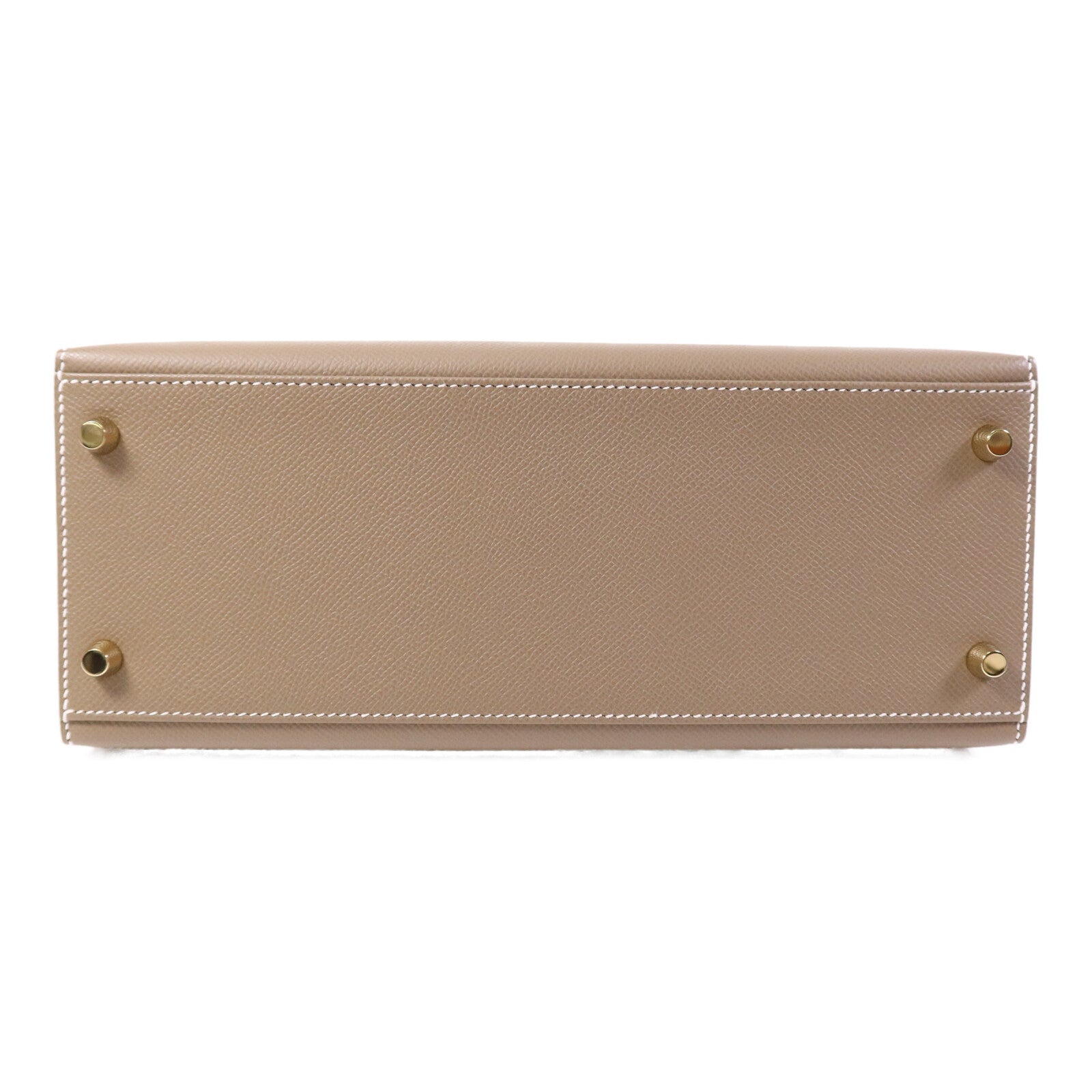 HERMES Epsom皮革Kelly 28 Sellier金扣手挽肩背兩用袋Etoupe