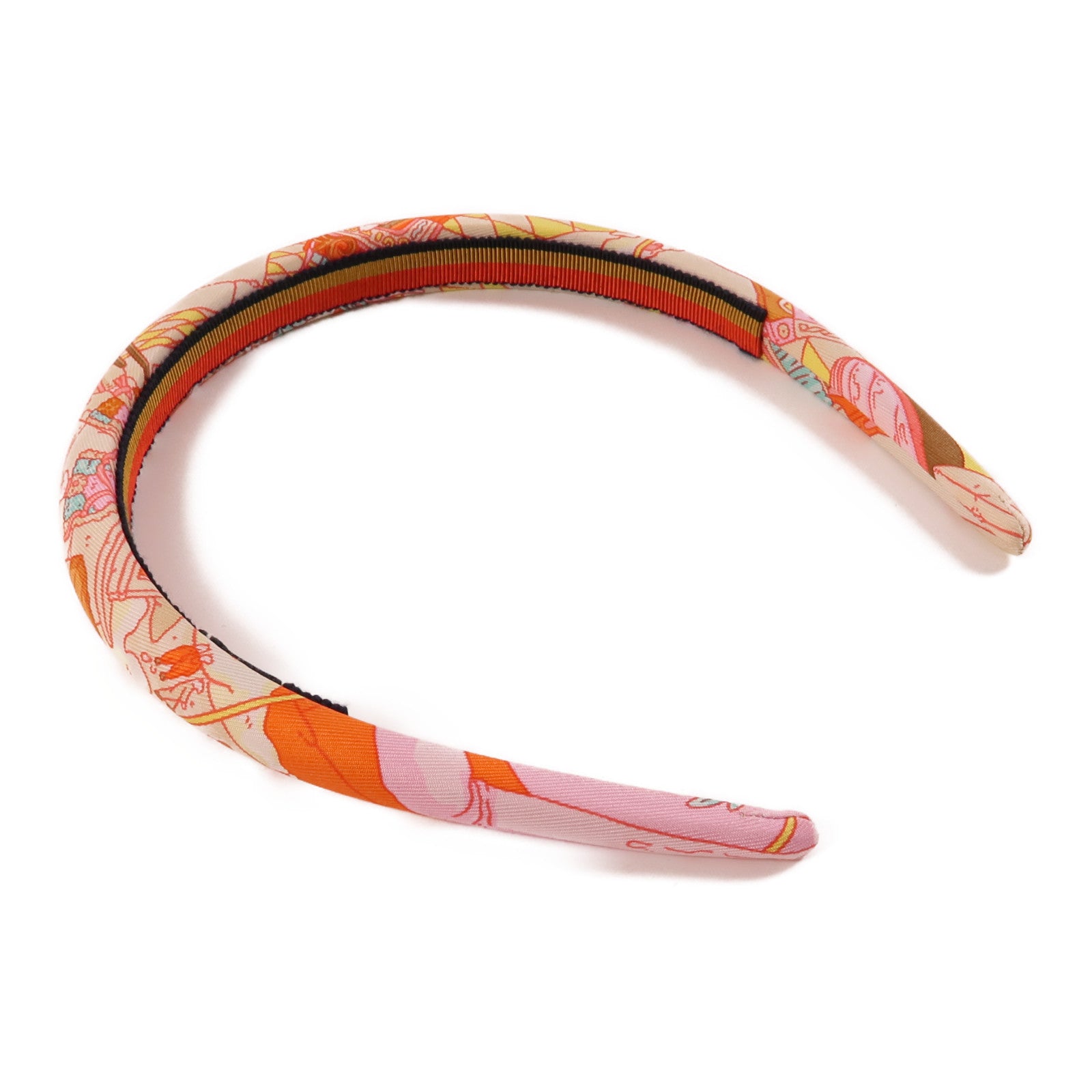 HERMES 絲質Hair Band髮箍粉紅色/白色/彩色