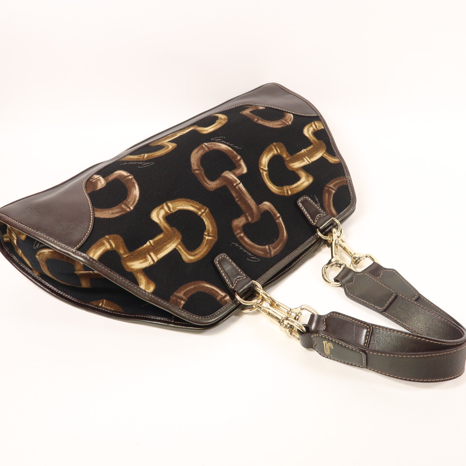 GUCCI GG GHW Tote Bag 154399 Canvas Brown/Black