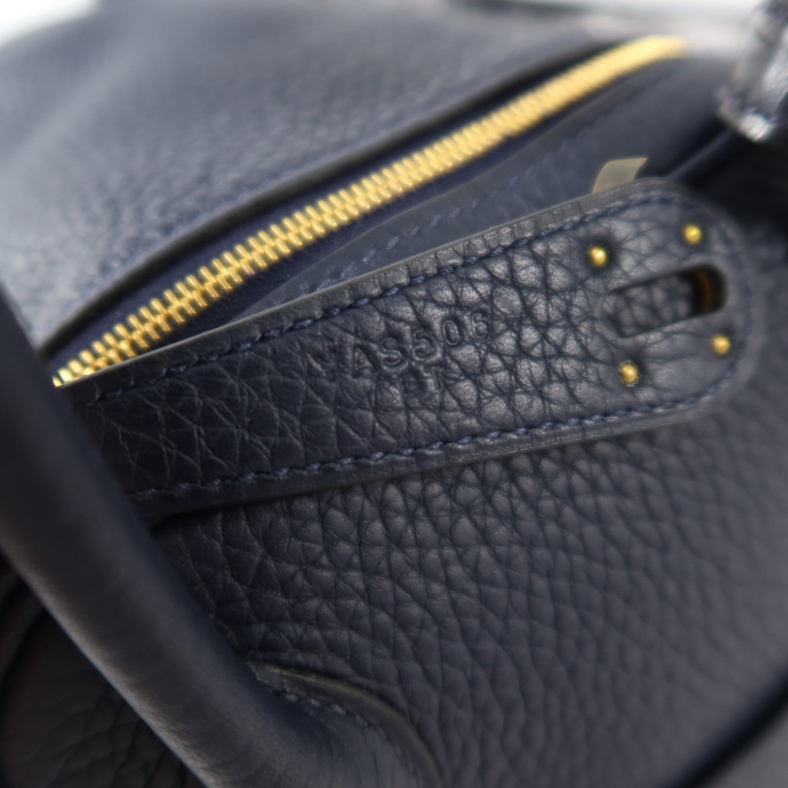 HERMES Clemence皮革/Crocodile皮革Lindy 26 Touch金扣手挽肩背兩用袋Bleu Nuit