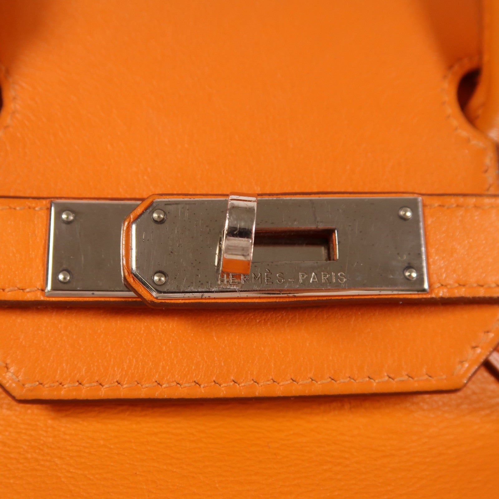 HERMES Swift皮革Birkin 30銀扣手挽袋橙色