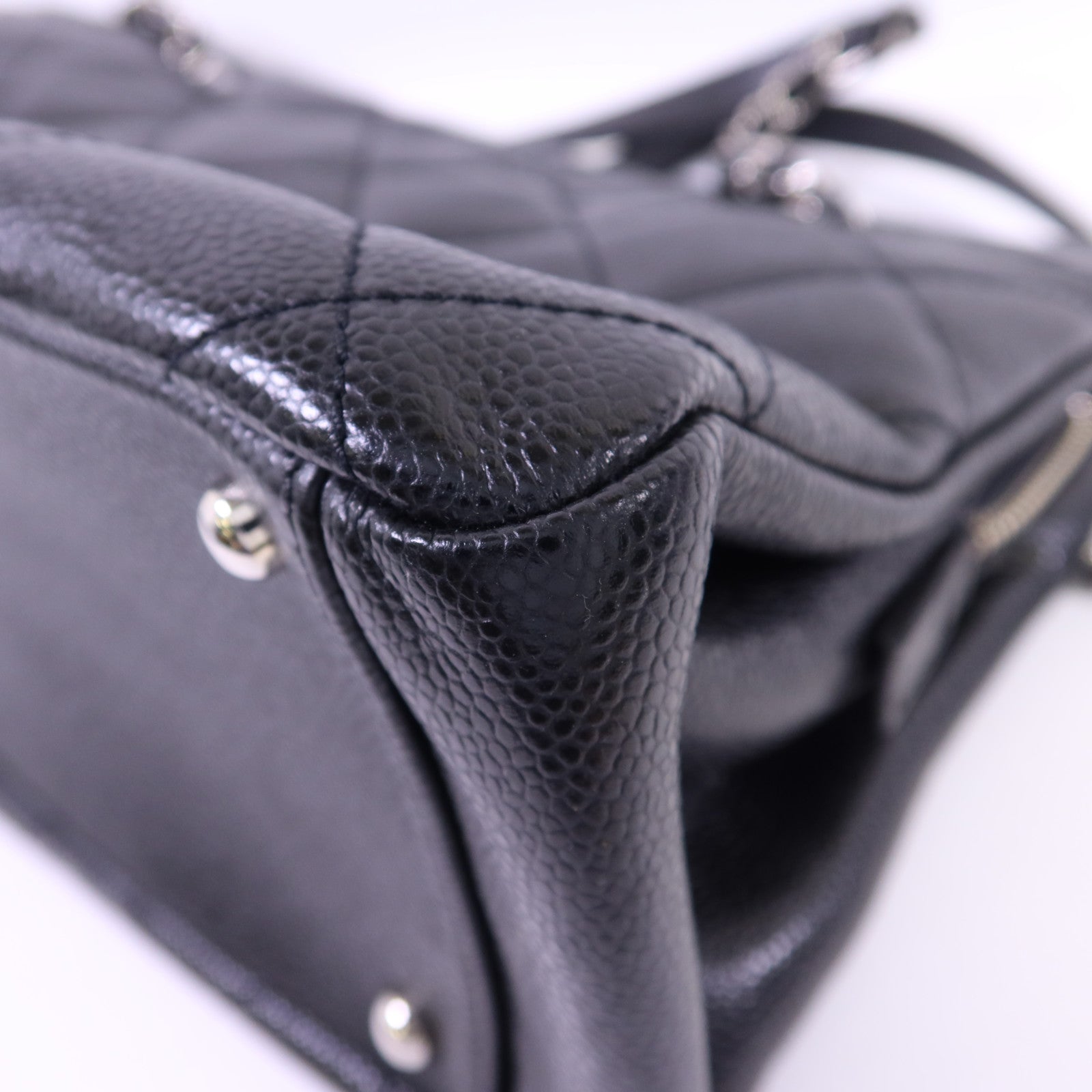 CHANEL 牛皮皮革Shoulder Bag銀扣鏈帶肩背袋