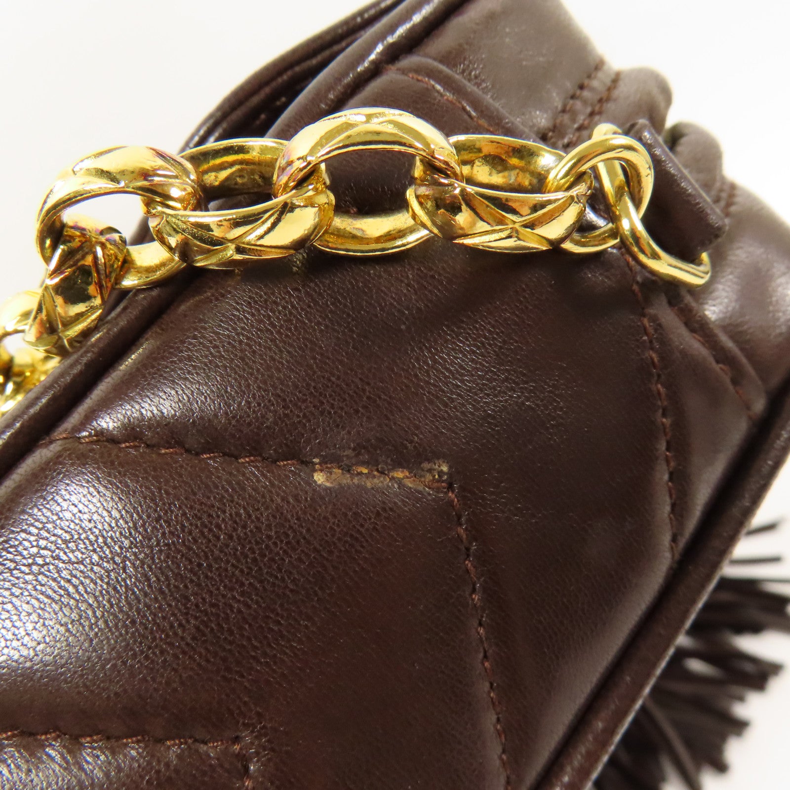 CHANEL 羊皮皮革Vintage Chain Shoulder金扣肩背袋