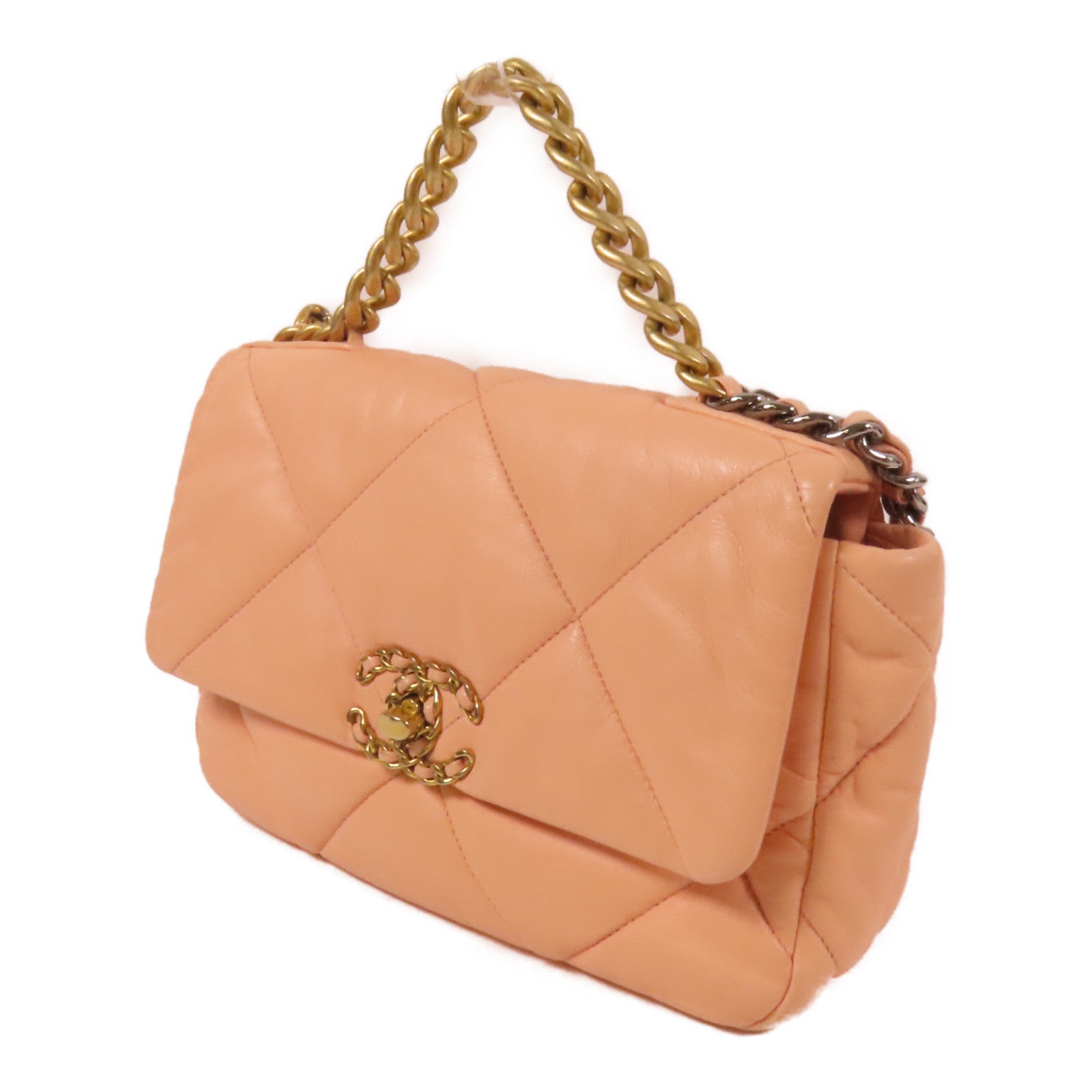 CHANEL 羊皮皮革Chanel 19 Small金扣鏈帶肩背袋