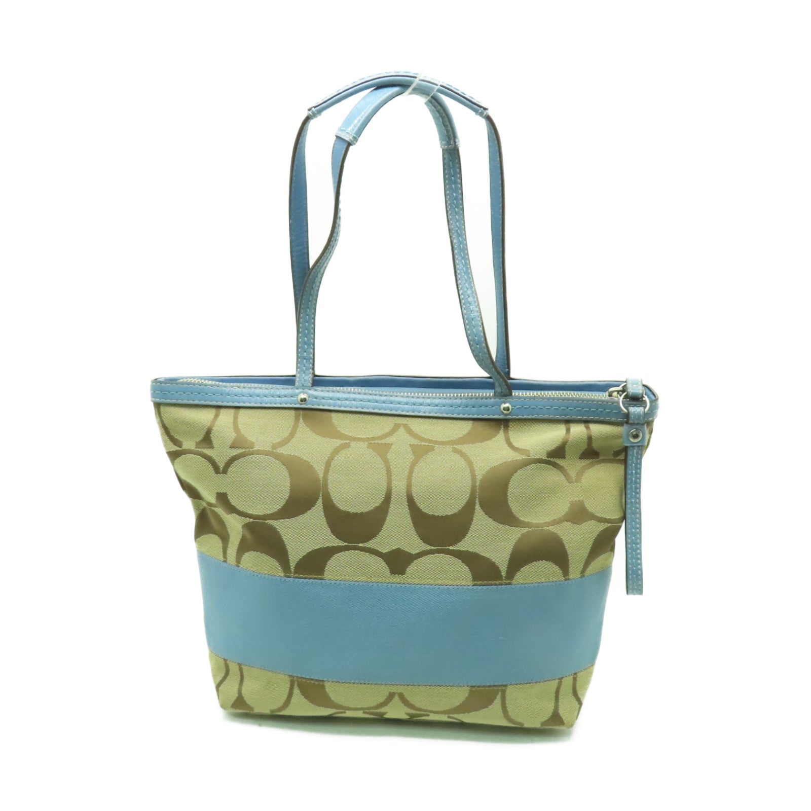 COACH 【清倉大減價】帆布Shoulder Bag金扣肩背袋米色藍色