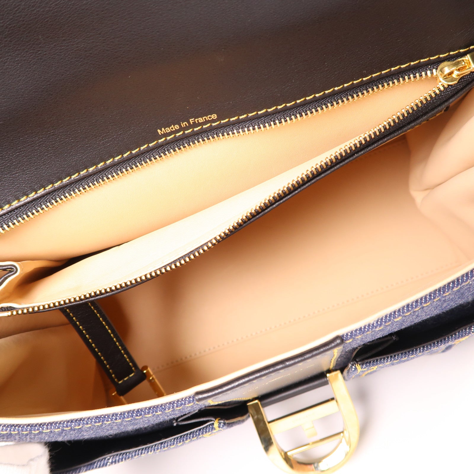 Delvaux 牛仔布Brillant Trench金扣手挽肩背兩用袋