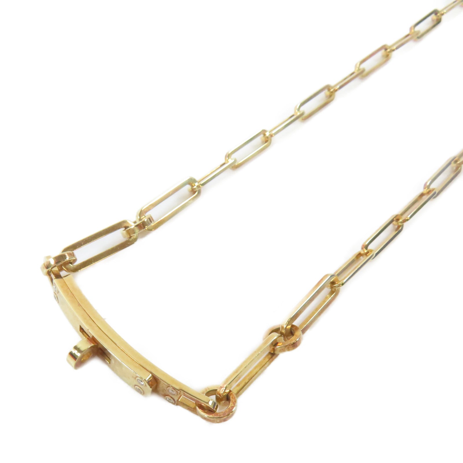 HERMES 18K玫瑰金Kelly Chaine Choker 0.04ct鑽石項鍊#34cm