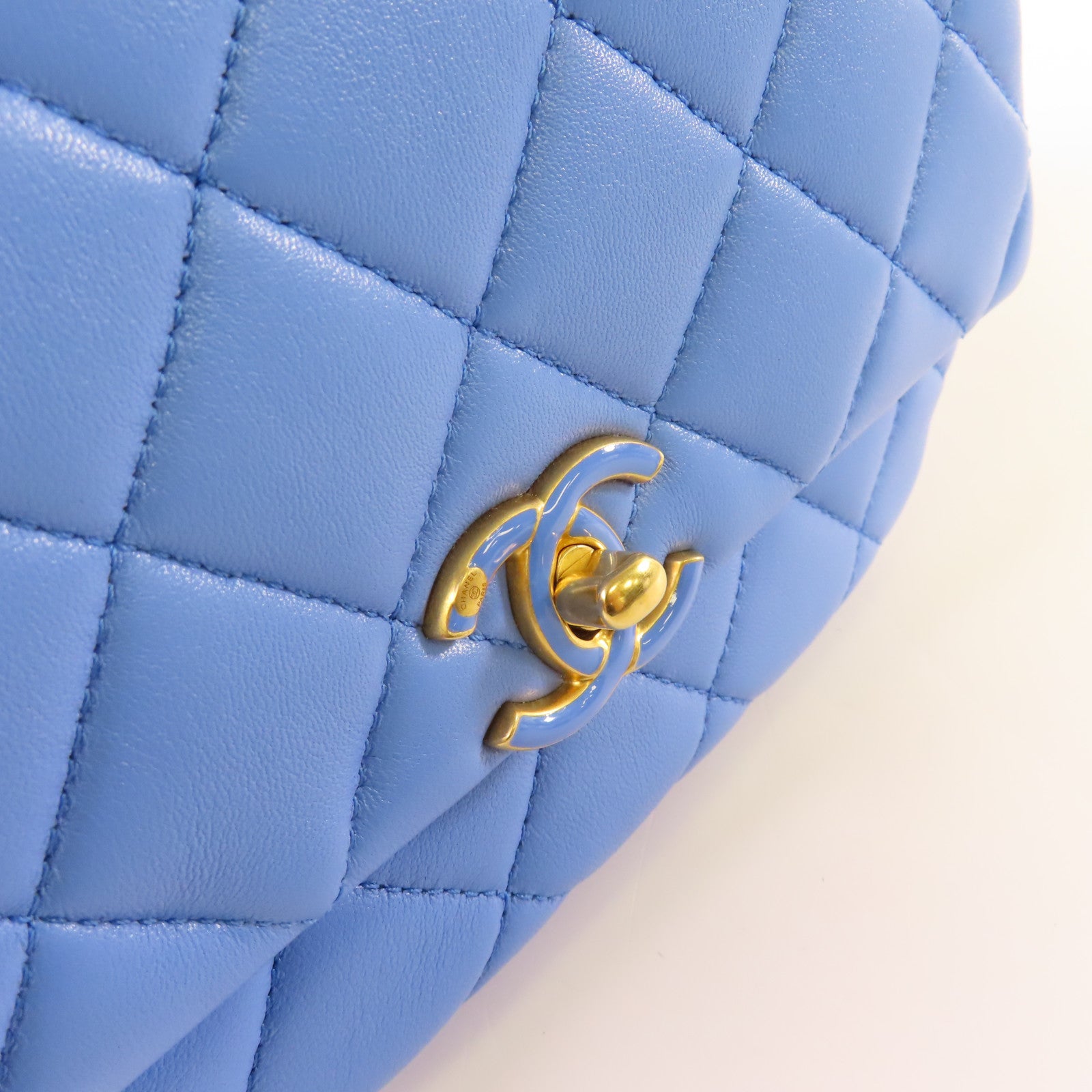CHANEL 【激減優惠】菱格羊皮皮革Chain Shoulder Bag金扣鏈帶肩背袋藍色