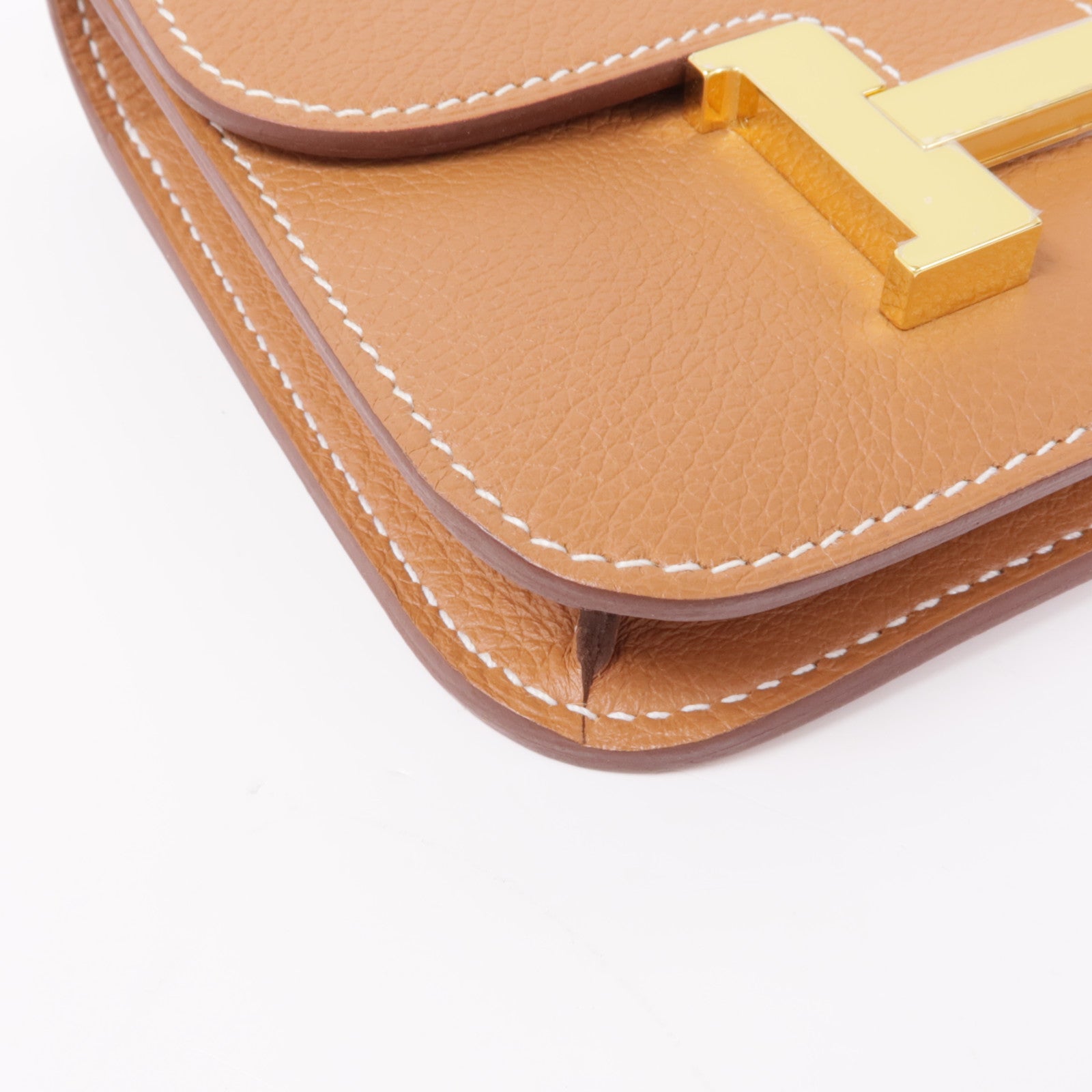 HERMES Evercolor皮革Constance Slim金扣錢包Gold