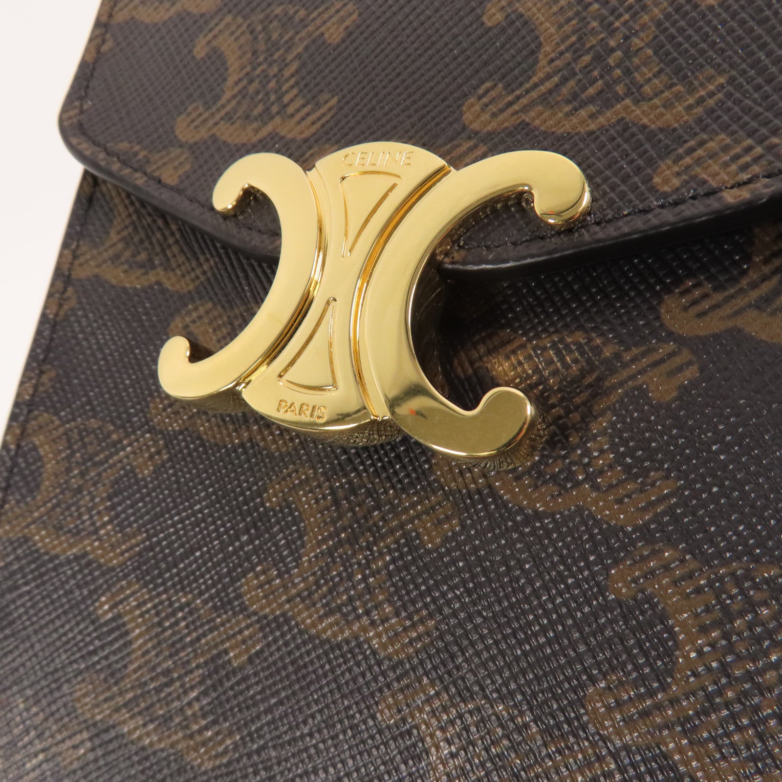 CELINE Trionphe帆布Phone Pouch金扣肩背袋