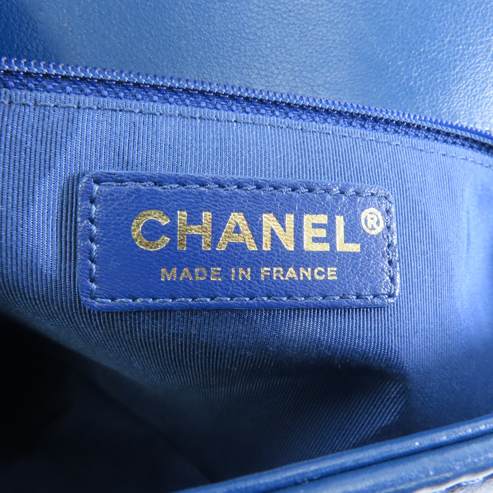 CHANEL 【激減優惠】菱格羊皮皮革Boy 28金扣手挽肩背兩用袋藍色