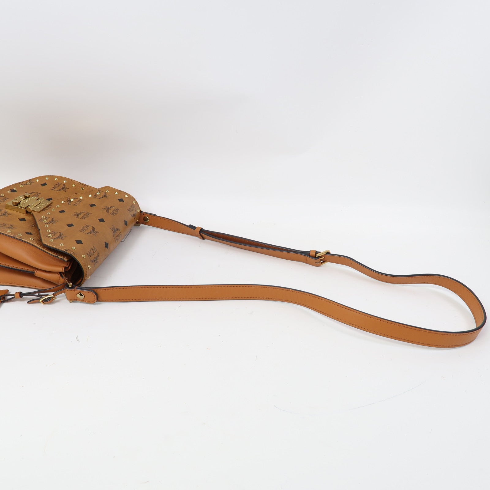 MCM 皮革Shoulder Bag金扣肩背袋啡色