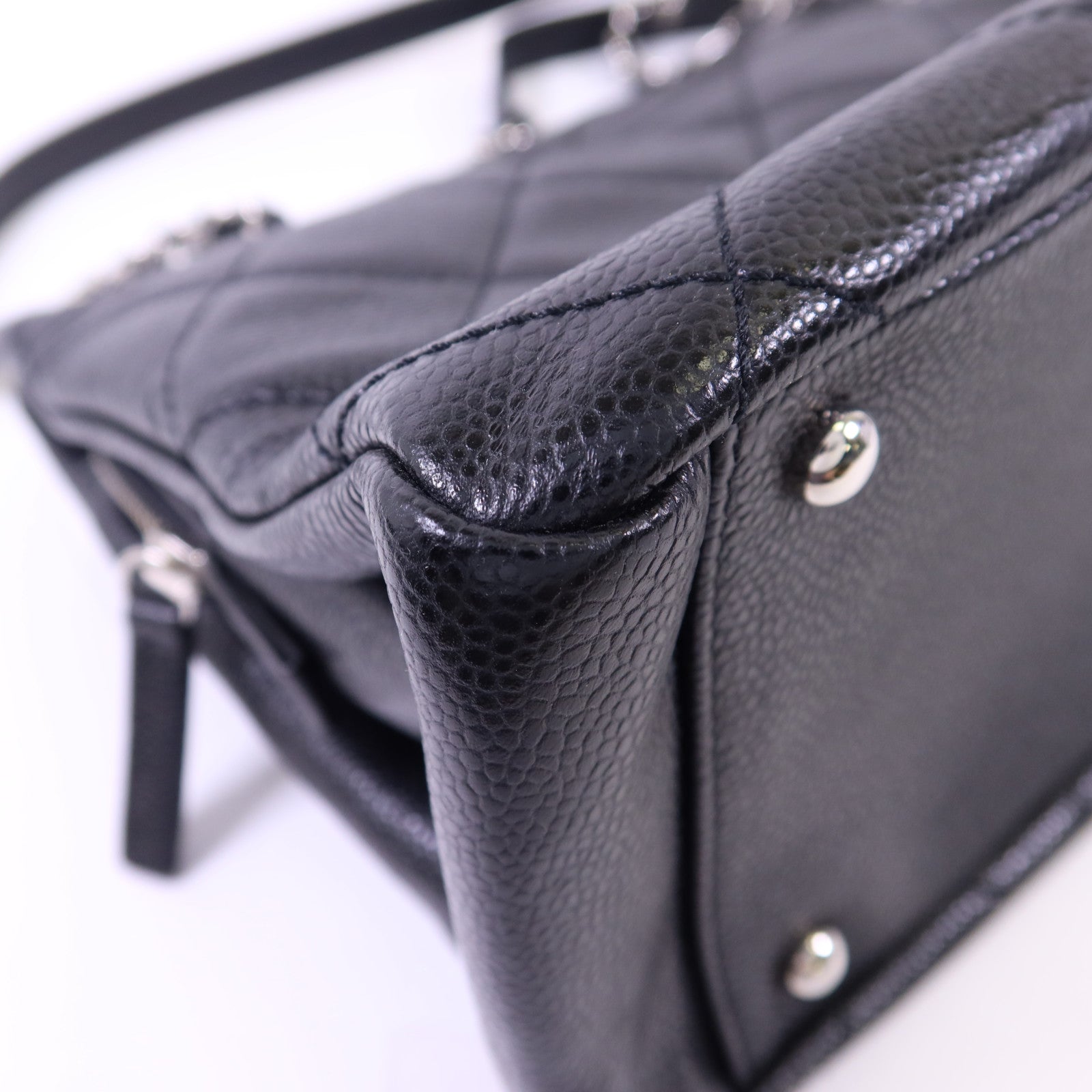 CHANEL 牛皮皮革Shoulder Bag銀扣鏈帶肩背袋