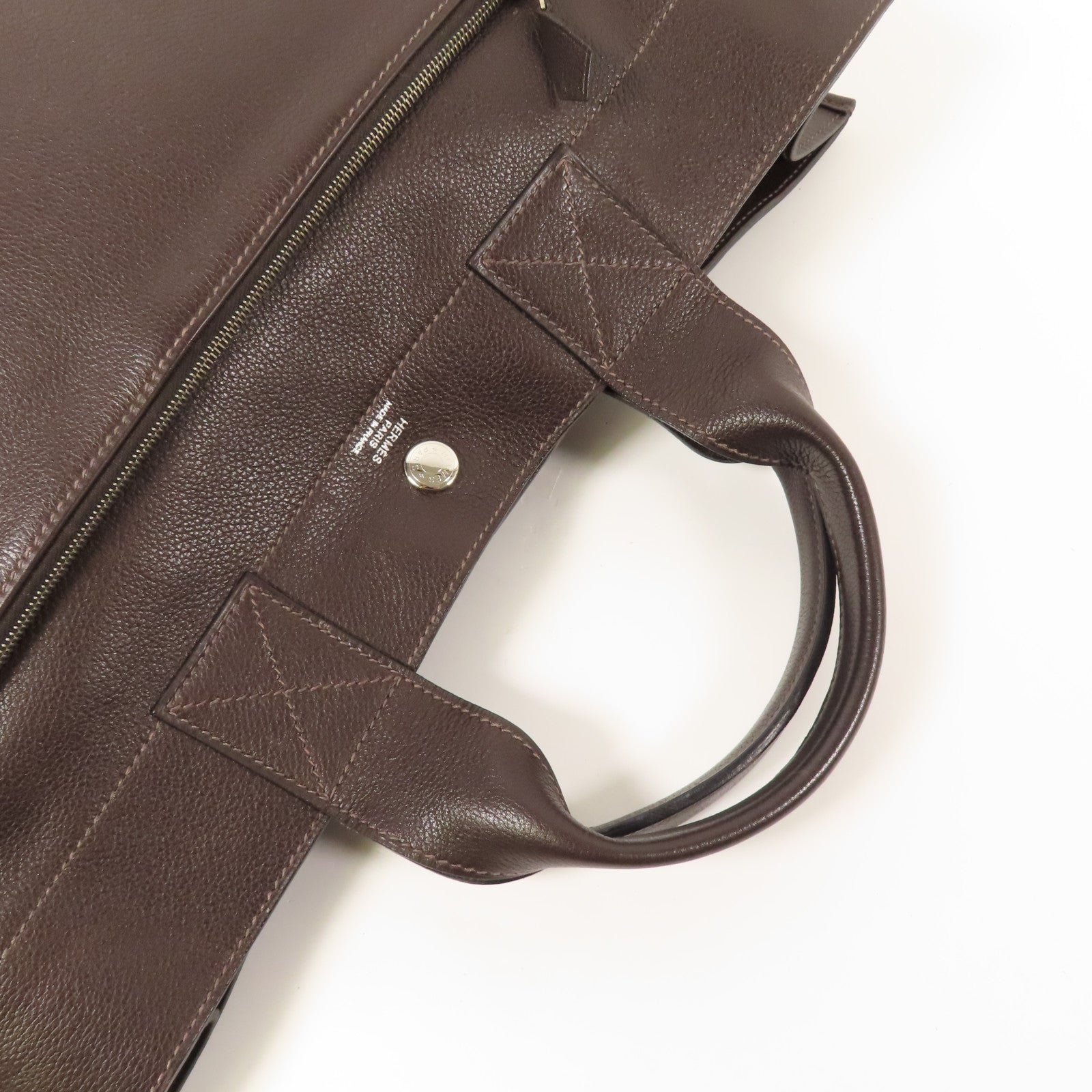 HERMES Sac Berlin 40 Tote Bag Evergrain Leather Chocolate