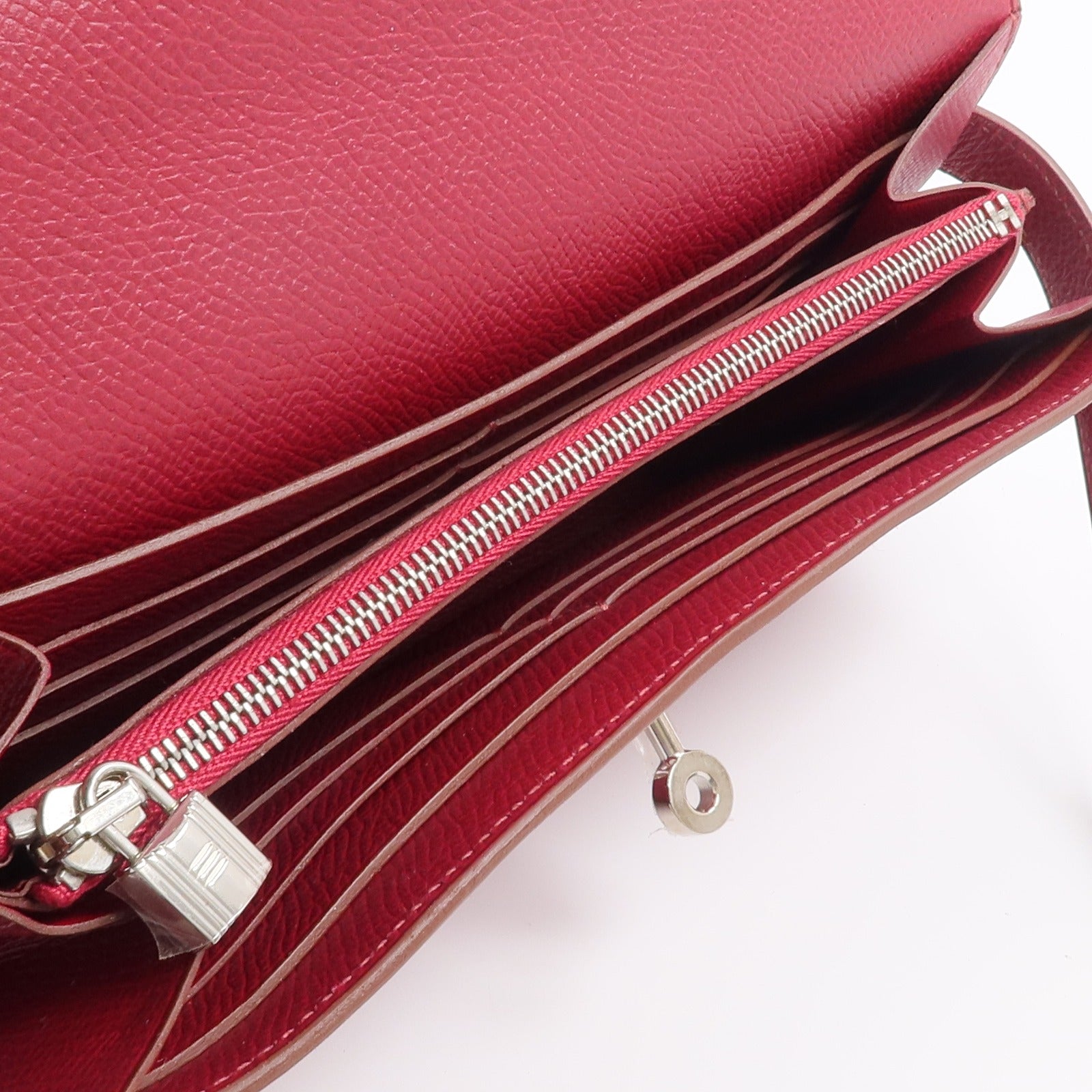 HERMES Epsom皮革Kelly Long Wallet長錢包Rubis