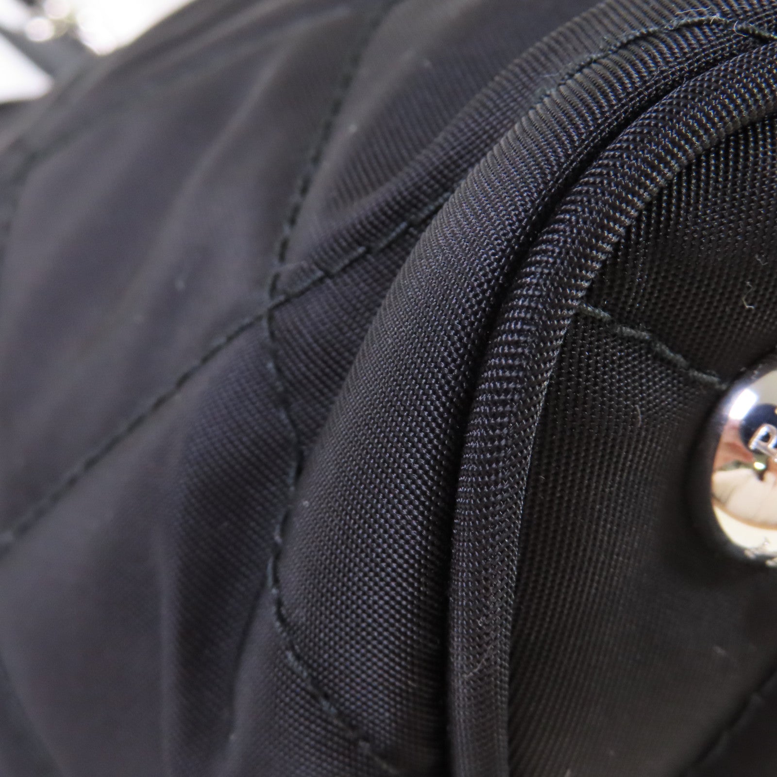 PRADA 尼龍2Way Shoulder Bag銀扣手挽肩背兩用袋黑色