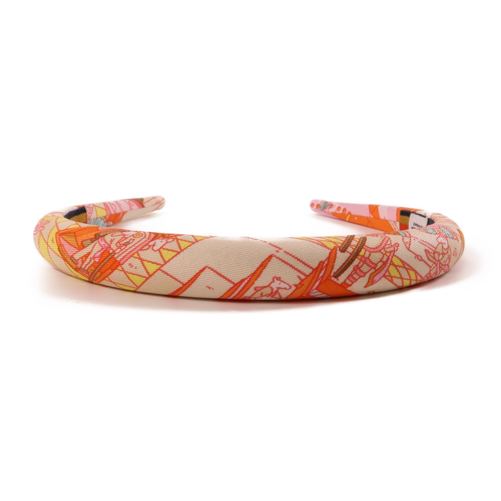 HERMES 絲質Hair Band髮箍粉紅色/白色/彩色