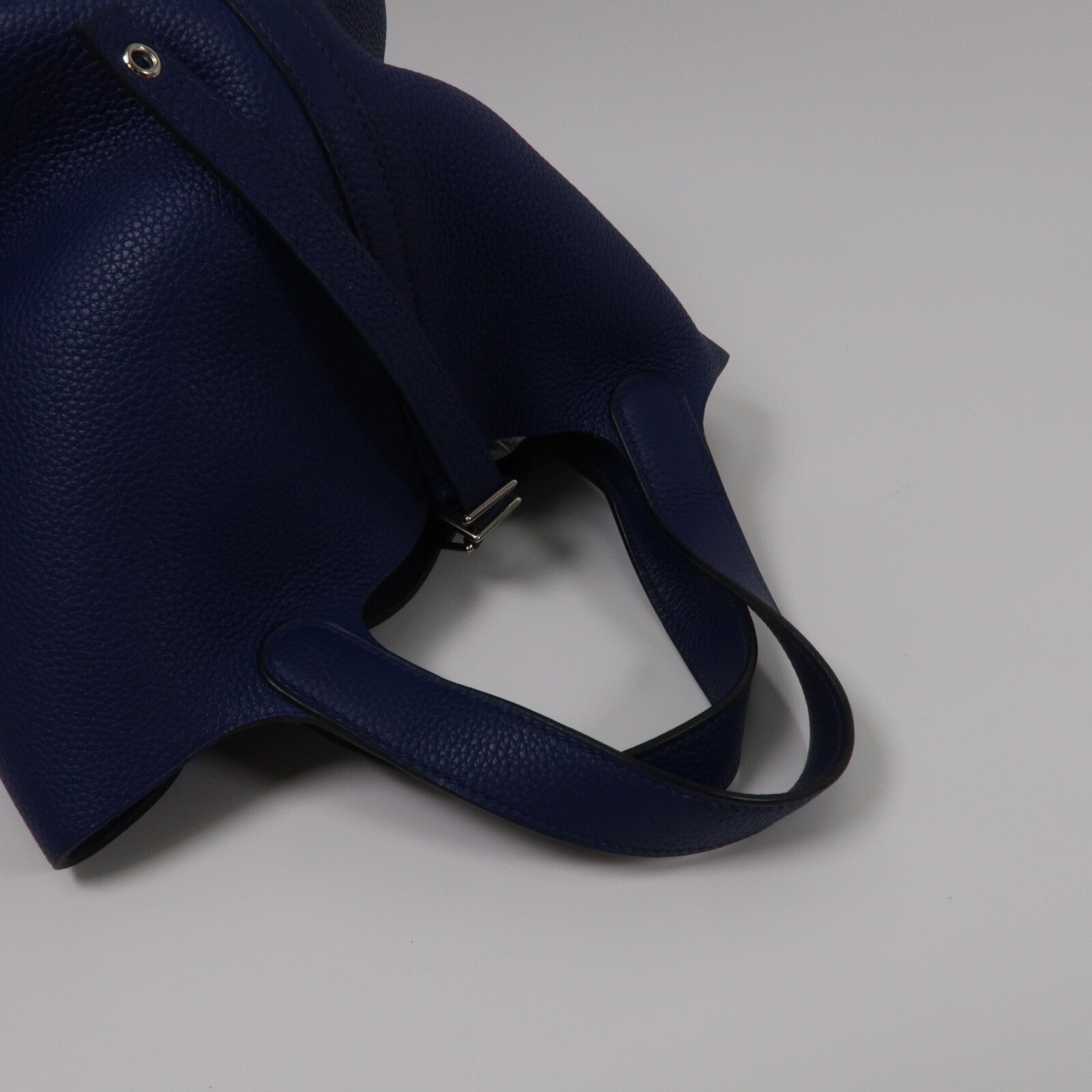 HERMES Clemence皮革Picotin PM手挽袋Blue Saphir