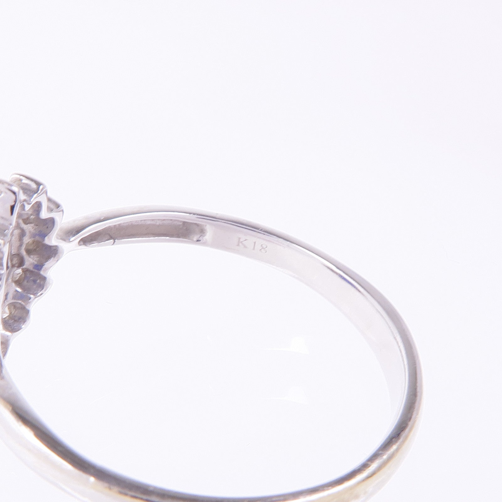 JEWELRY 18K白金Sapphire Diamond Ring藍寶石/鑽石戒指US#9.25