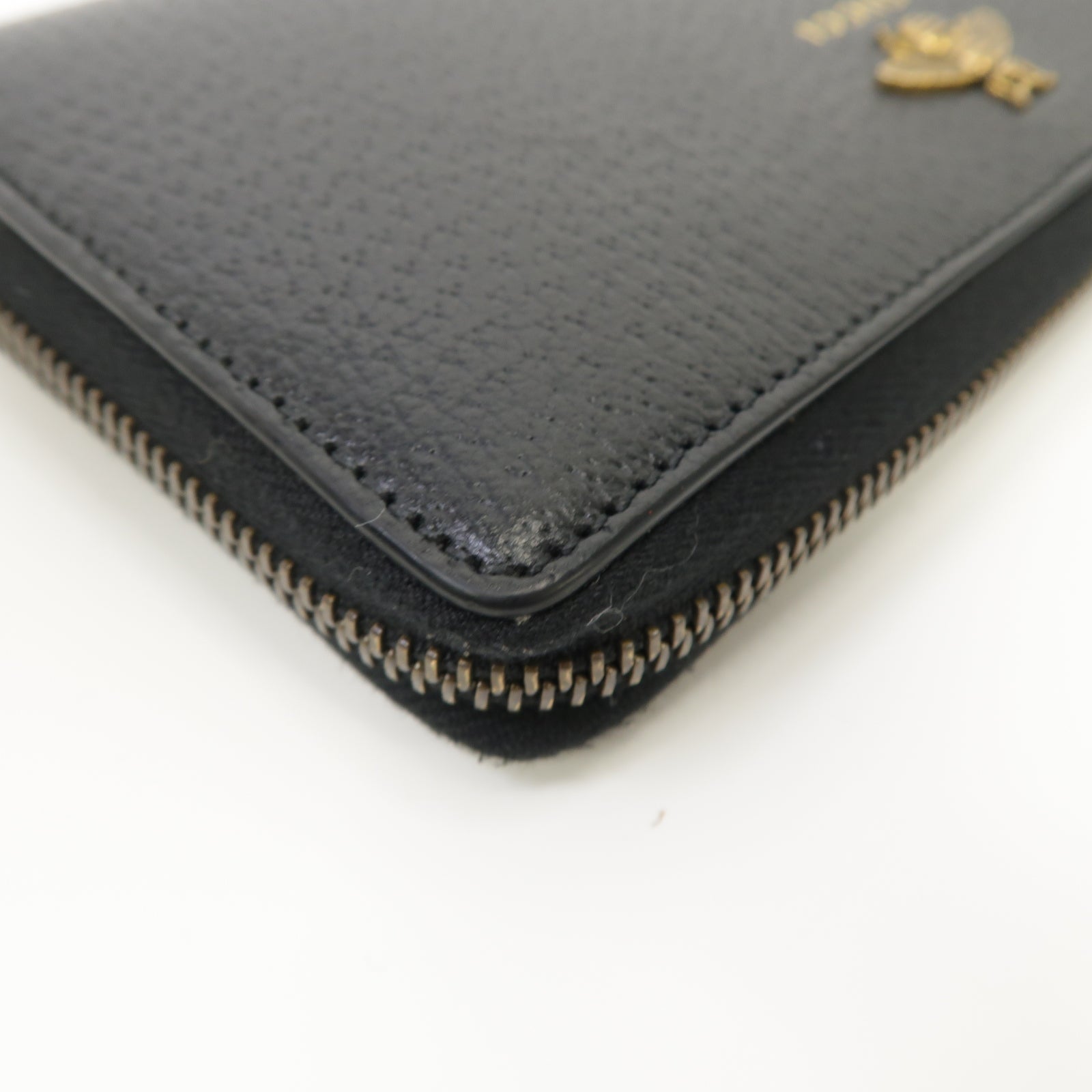 GUCCI 【激減優惠】牛皮皮革Zip Around Long Wallet金扣長錢包黑色