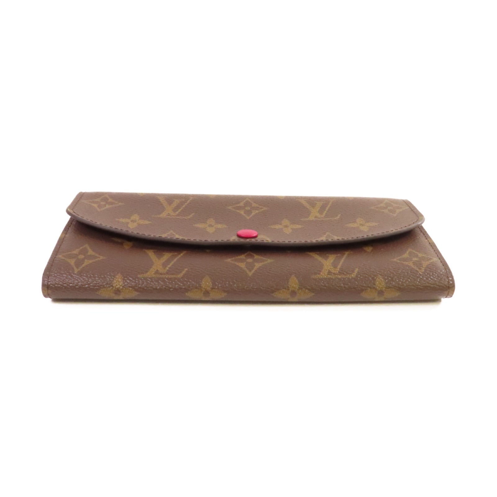 LOUIS VUITTON Monogram Emilie Long Wallet金扣長錢包啡色/紫紅色