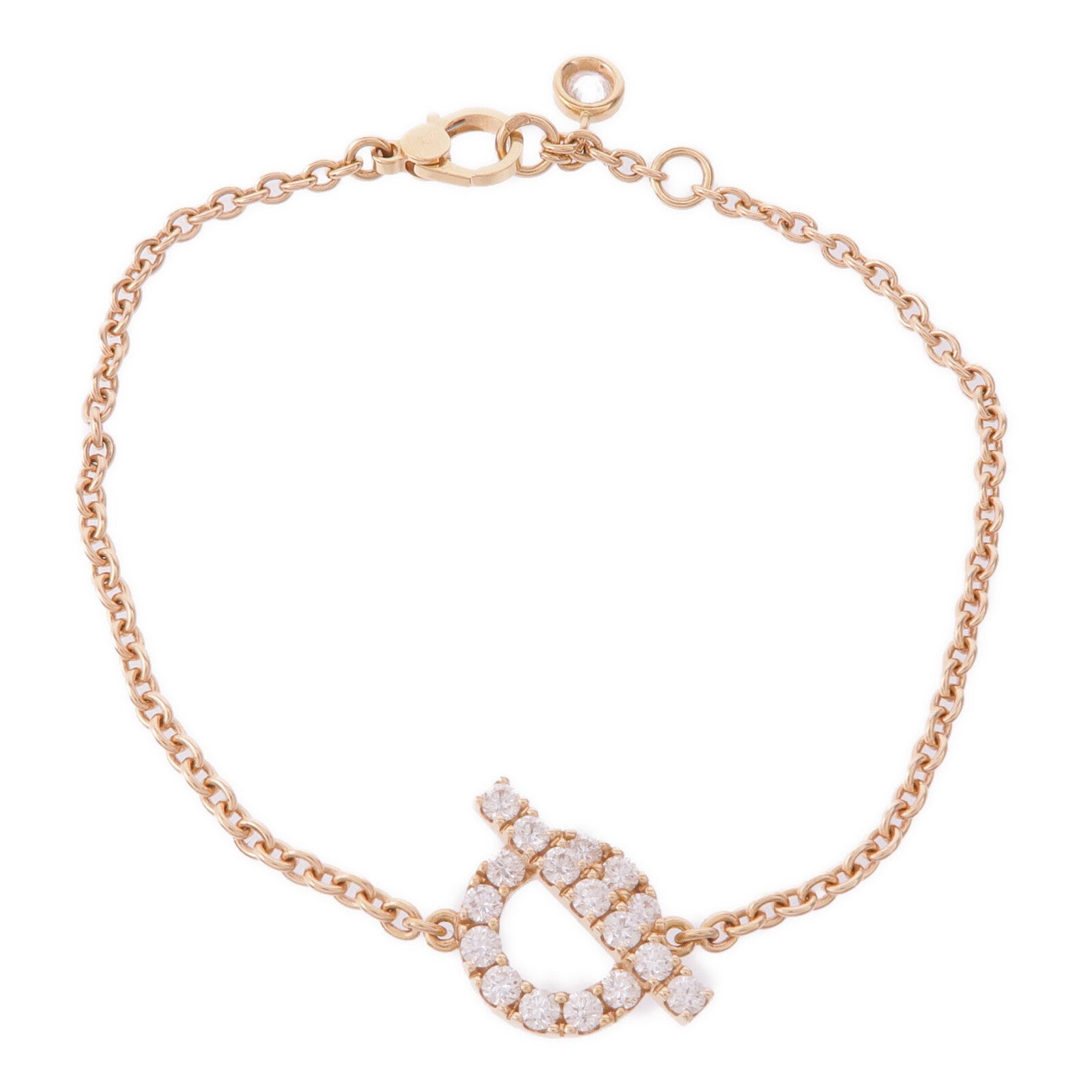 HERMES 18K玫瑰金Finesse Bracelet鑽石手鏈