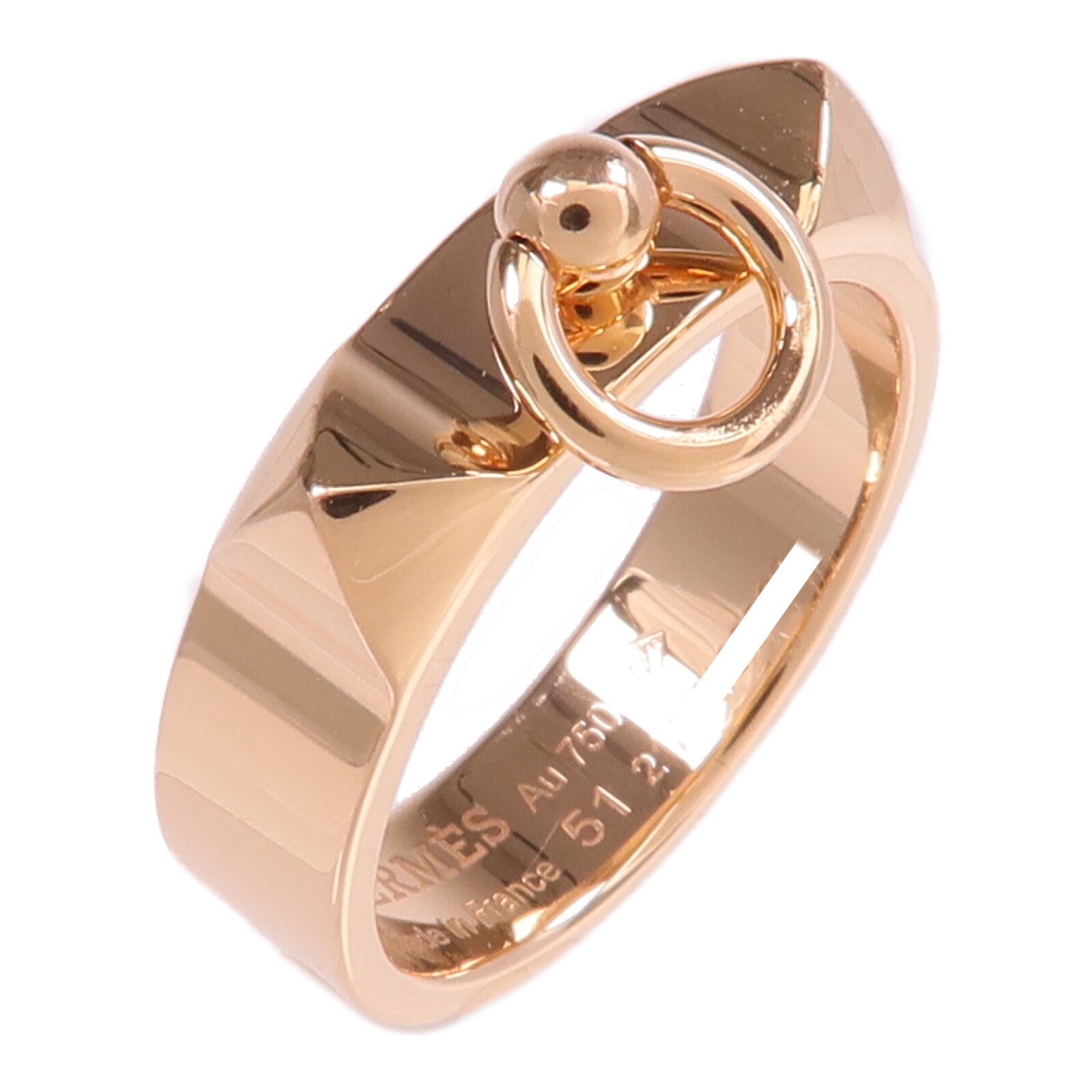 HERMES 18K玫瑰金Collier de chien Ring戒指US#5.75