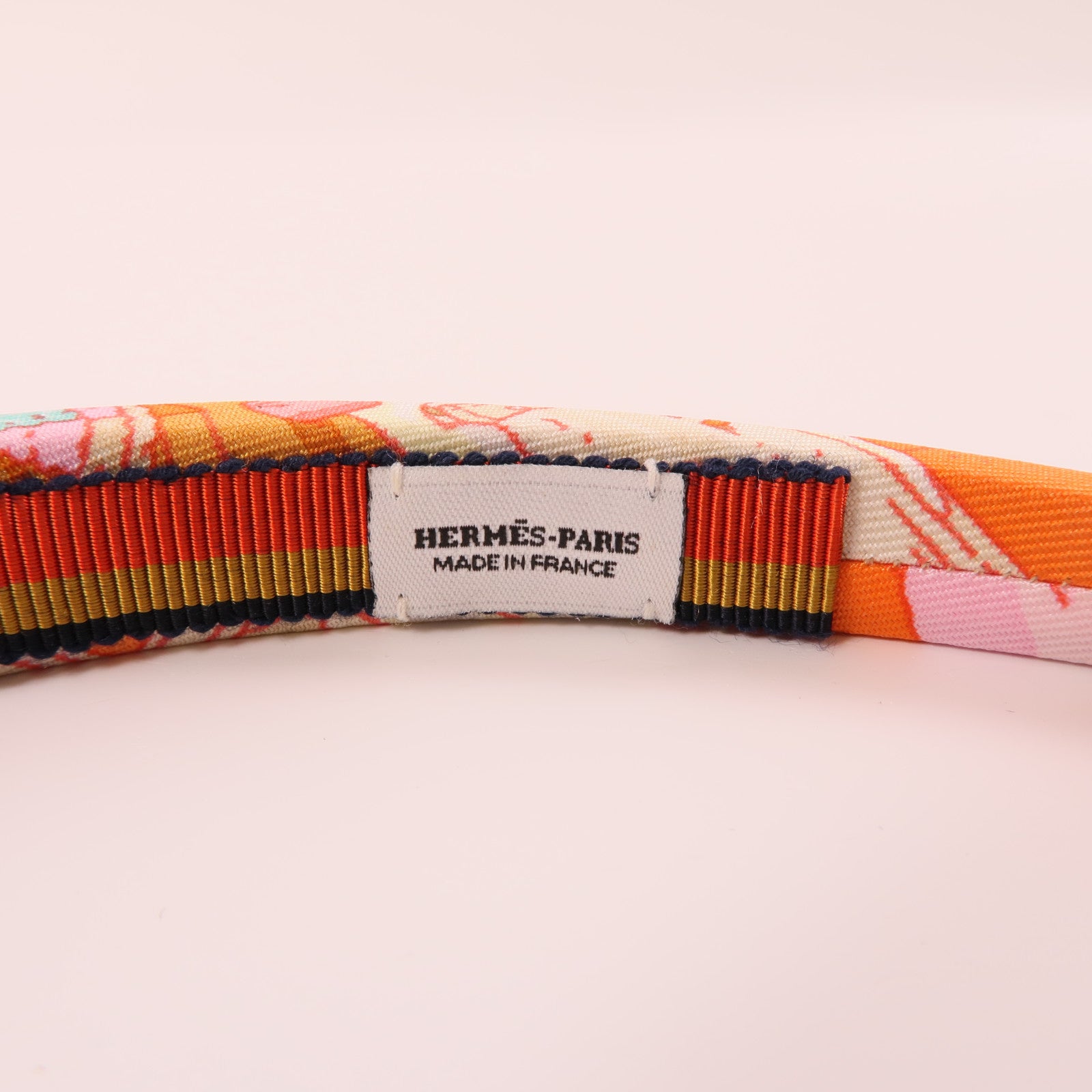 HERMES 絲質Hair Band髮箍粉紅色/白色/彩色