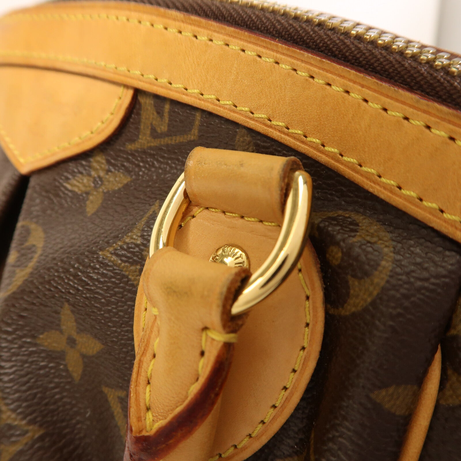 LOUIS VUITTON Monogram Tivoli PM金扣手挽袋棕色