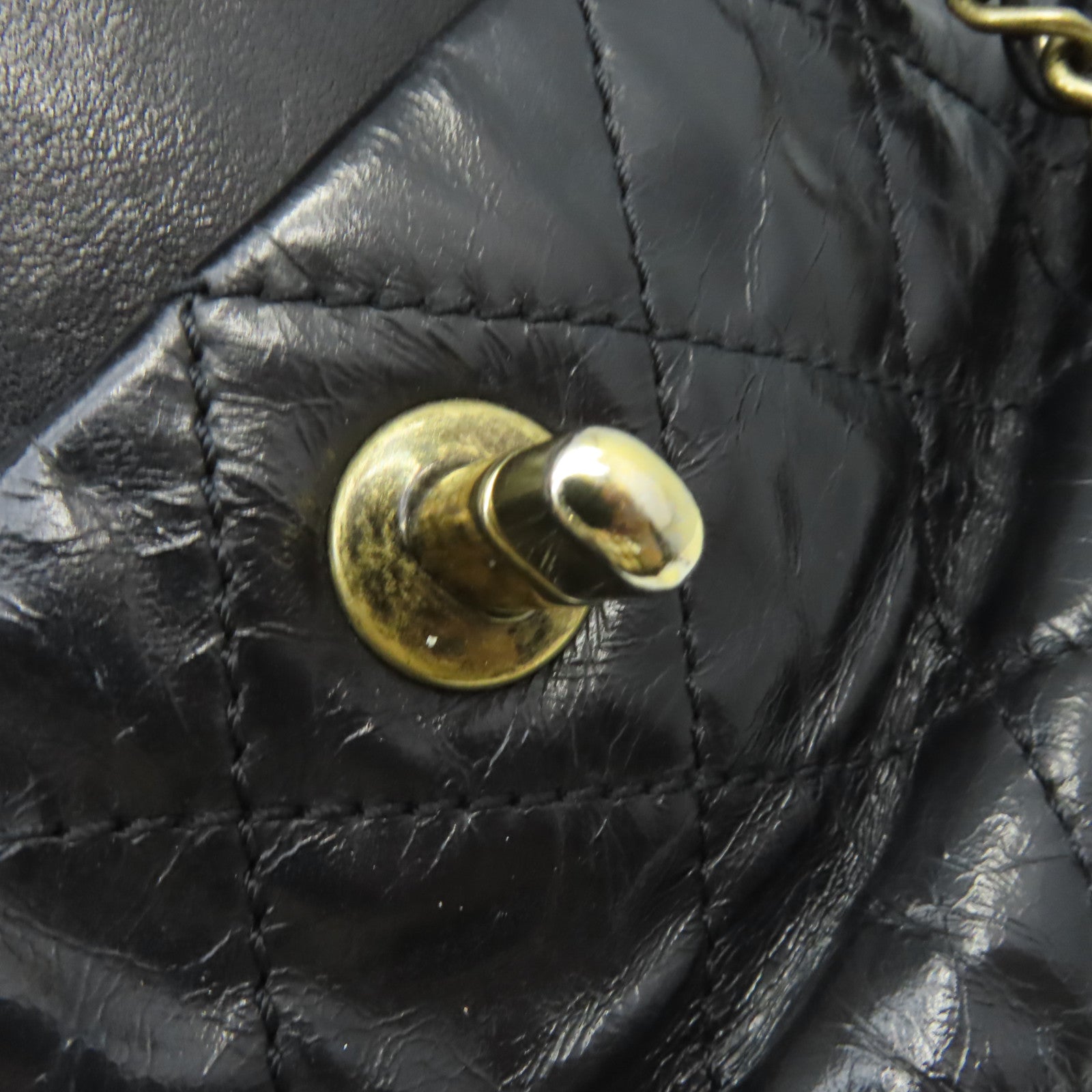 CHANEL 【激減優惠】菱格牛皮皮革/魔鬼魚皮革Chain 2Way Shoulder Bag金扣鏈帶手挽肩背兩用袋黑色