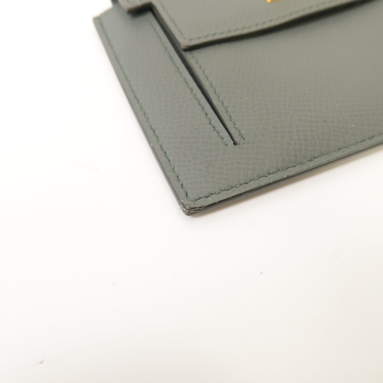 HERMES **【激減優惠】Epsom皮革Kelly Pocket Compact金扣錢包Vert Amande灰色