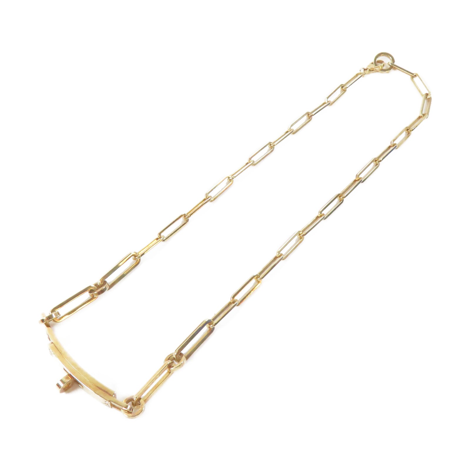 HERMES 18K玫瑰金Kelly Chaine Choker 0.04ct鑽石項鍊#34cm