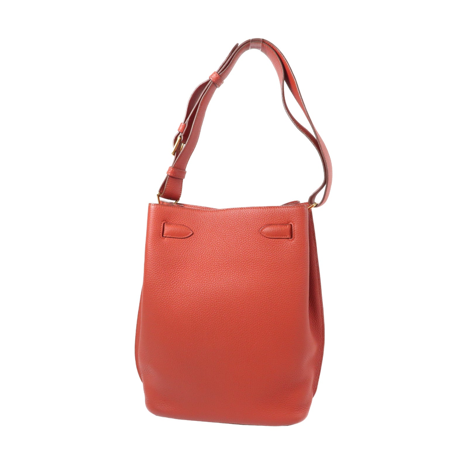 HERMES 【激減優惠】Clemence皮革So Kelly 22金扣肩背袋Sanguine/赭石紅色