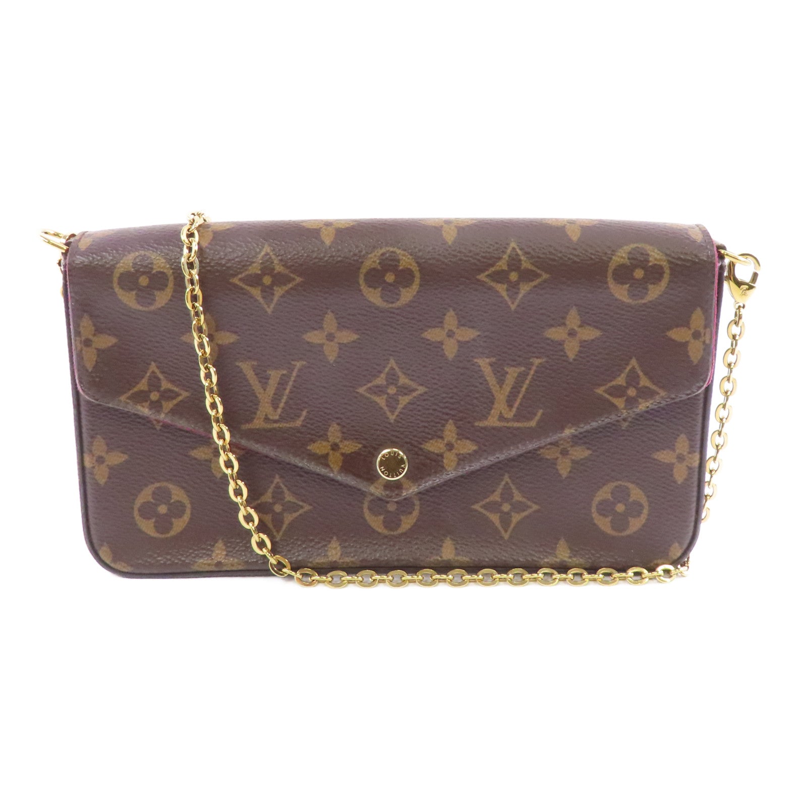 LOUIS VUITTON Monogram Felicie Pochette金扣鏈帶肩背袋啡色