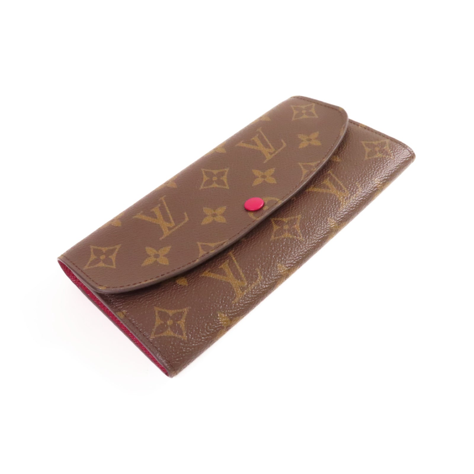 LOUIS VUITTON Monogram Emilie Long Wallet金扣長錢包啡色/紫紅色