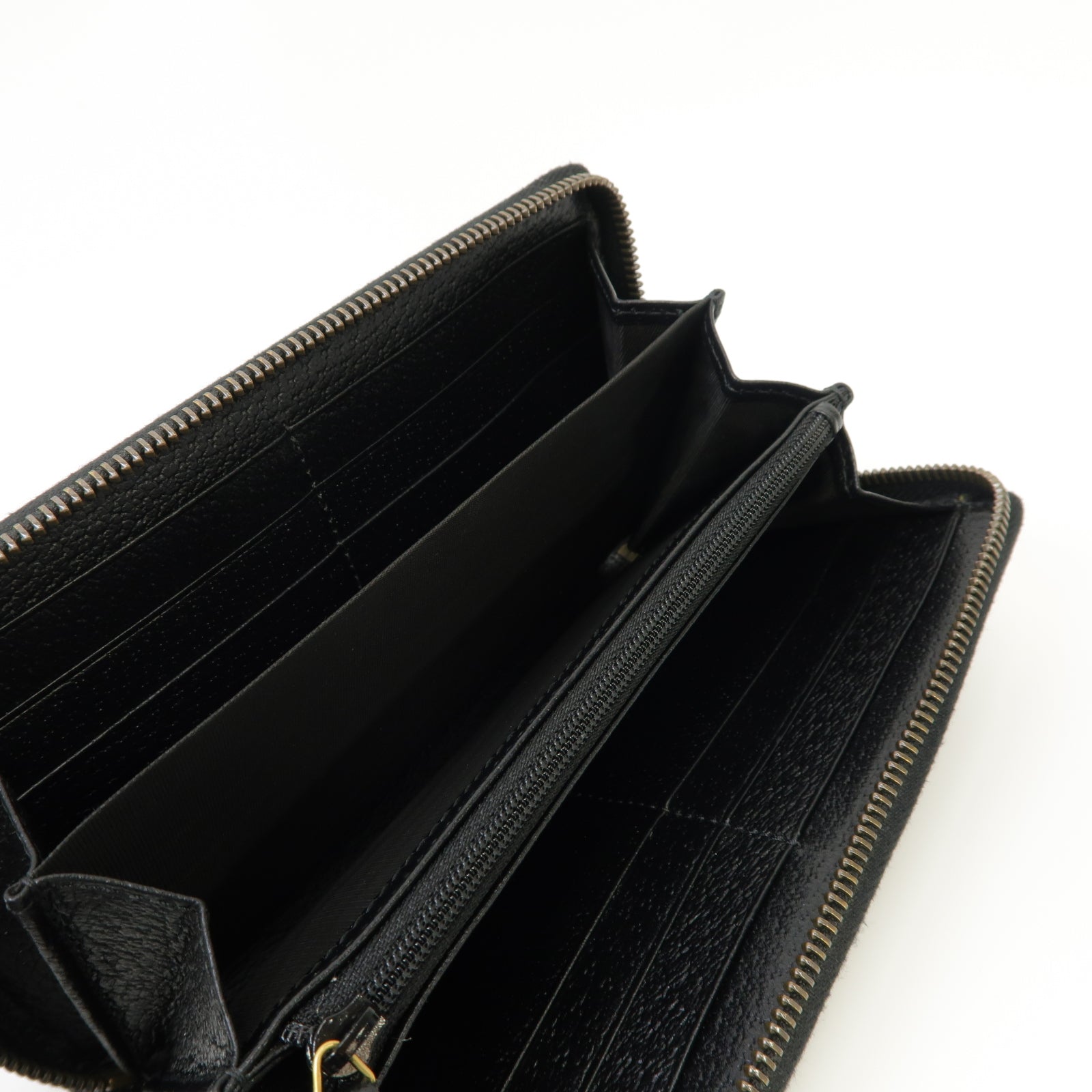 GUCCI 【激減優惠】牛皮皮革Zip Around Long Wallet金扣長錢包黑色
