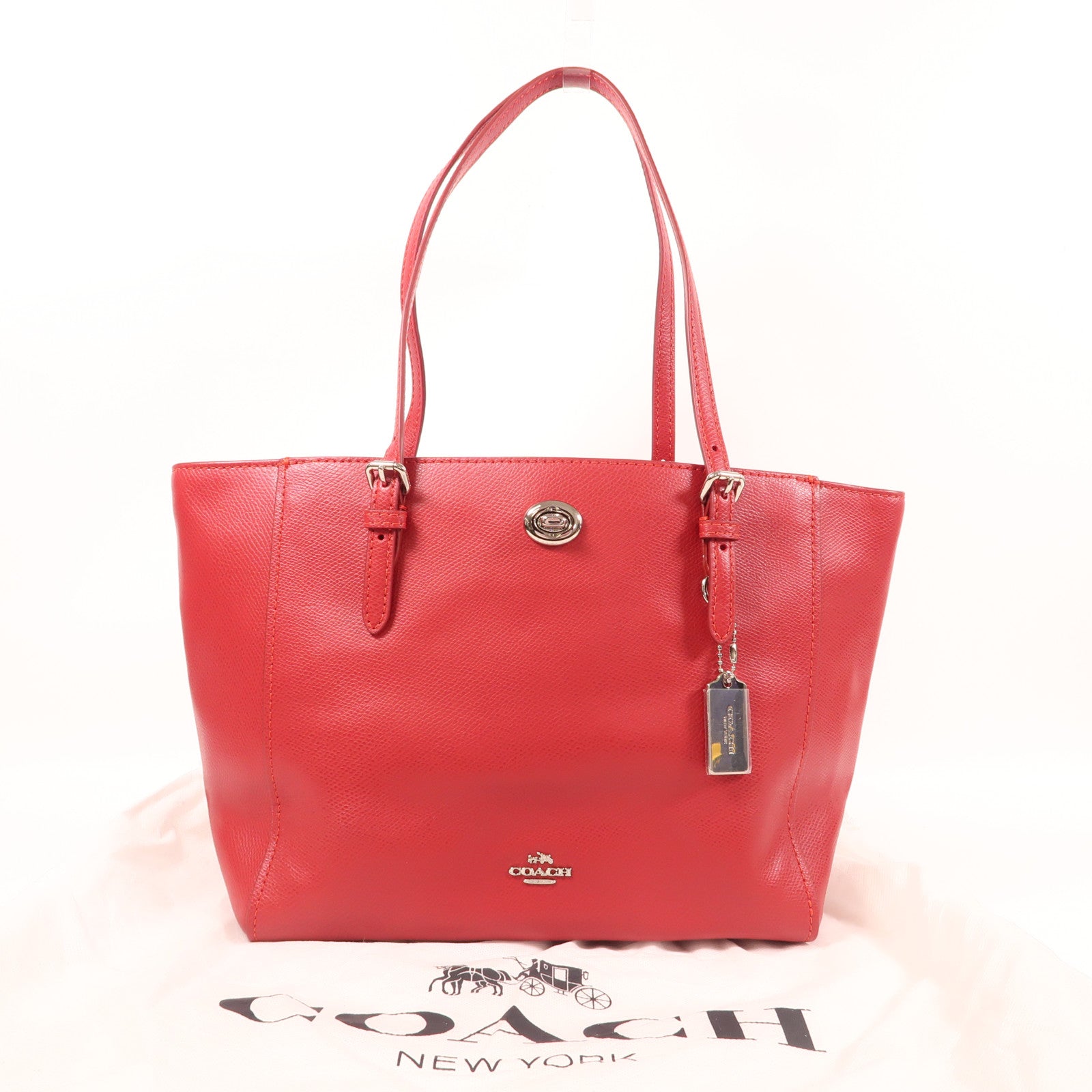 COACH 牛皮皮革Shoulder Bag銀扣肩背袋